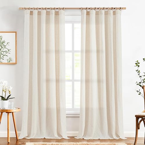 jinchan Cortinas de lino de 96 pulgadas de largo, juego de 2 paneles de cortinas filtrantes de luz para sala de estar, dormitorio, cortinas de *Azul