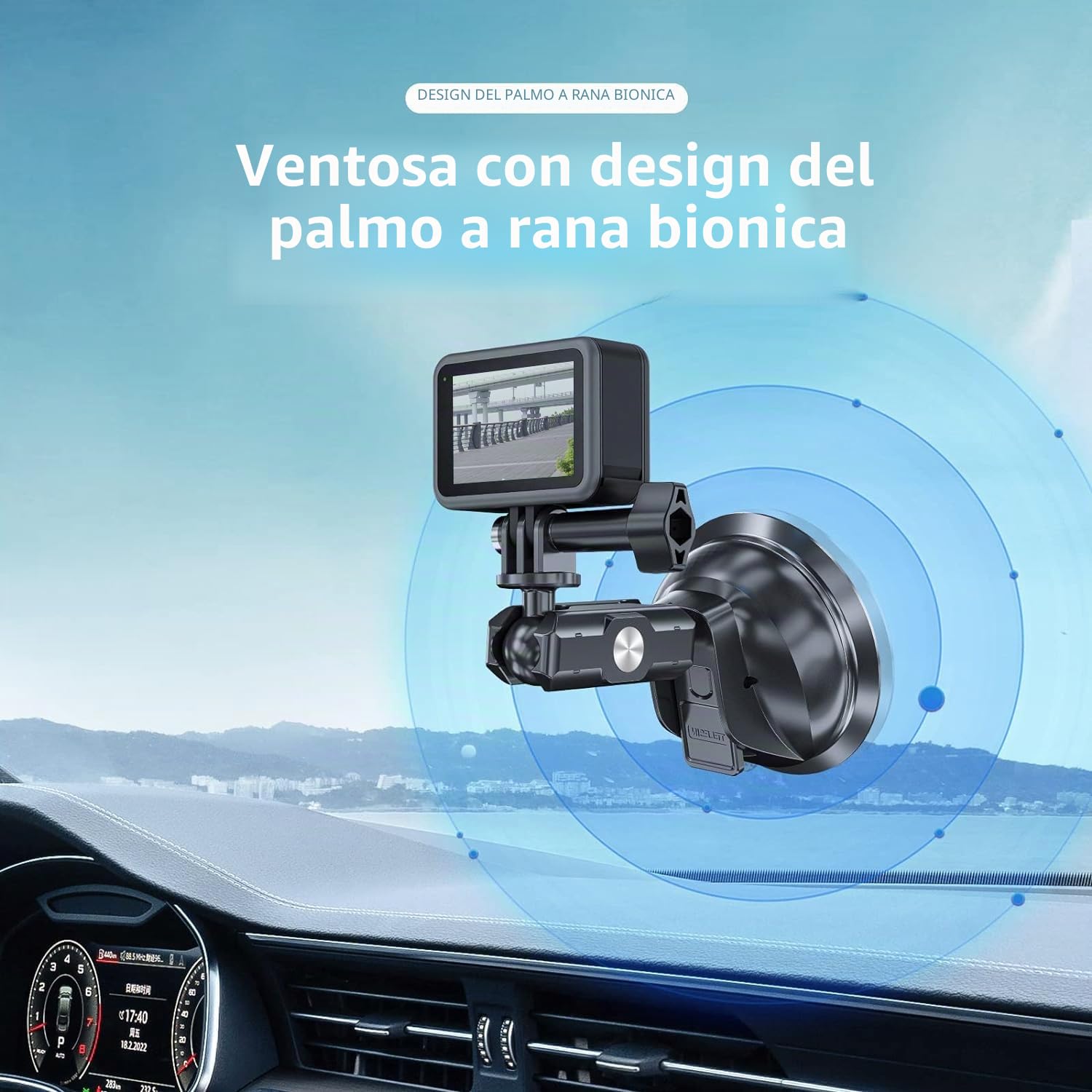 TELESIN Supporto a Ventosa per Action Cam, Rotazione 360°
