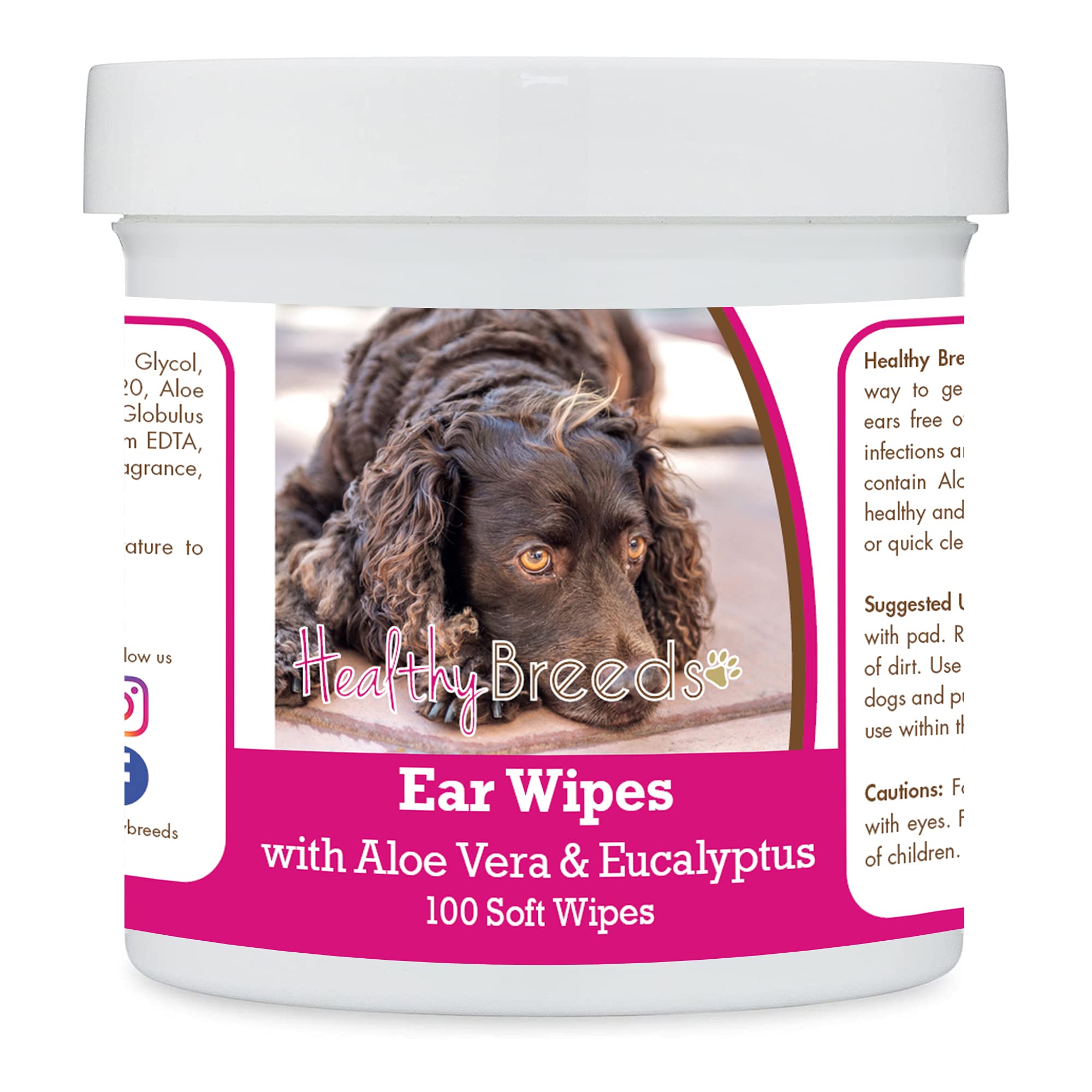 Healthy Breeds American Water Spaniel Ear Cleaning Wipes with Aloe &amp; Eucalyptus for Dogs 100 Count