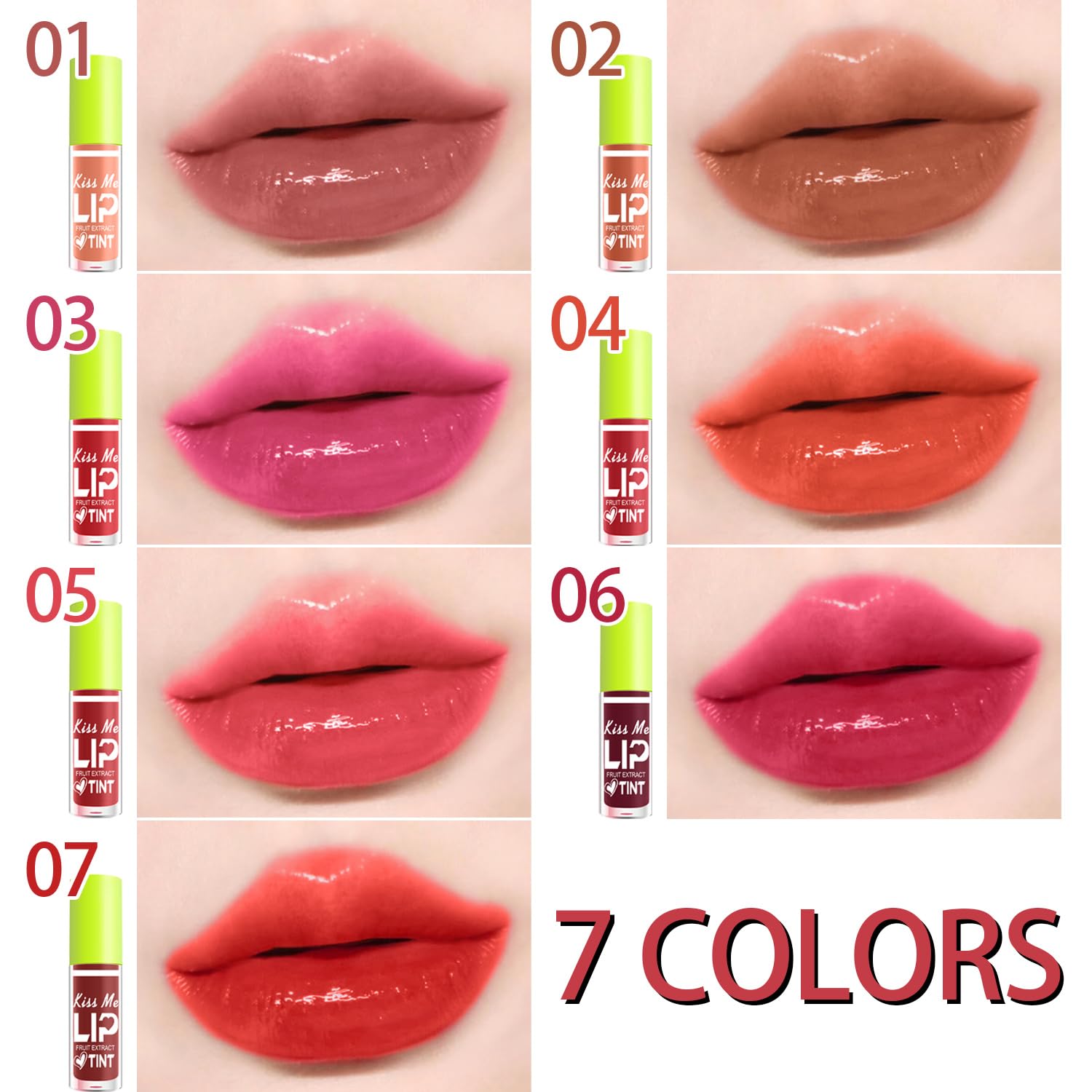 Amazon.com : 7 Colors Lip Tint Stain Set, Watery Lip Stain Mini