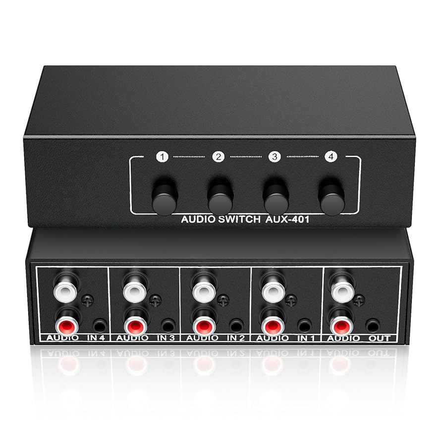 Amazon.com: 3.5mm Aux + RCA L/R Audio Switch Box 4 in 1 Out