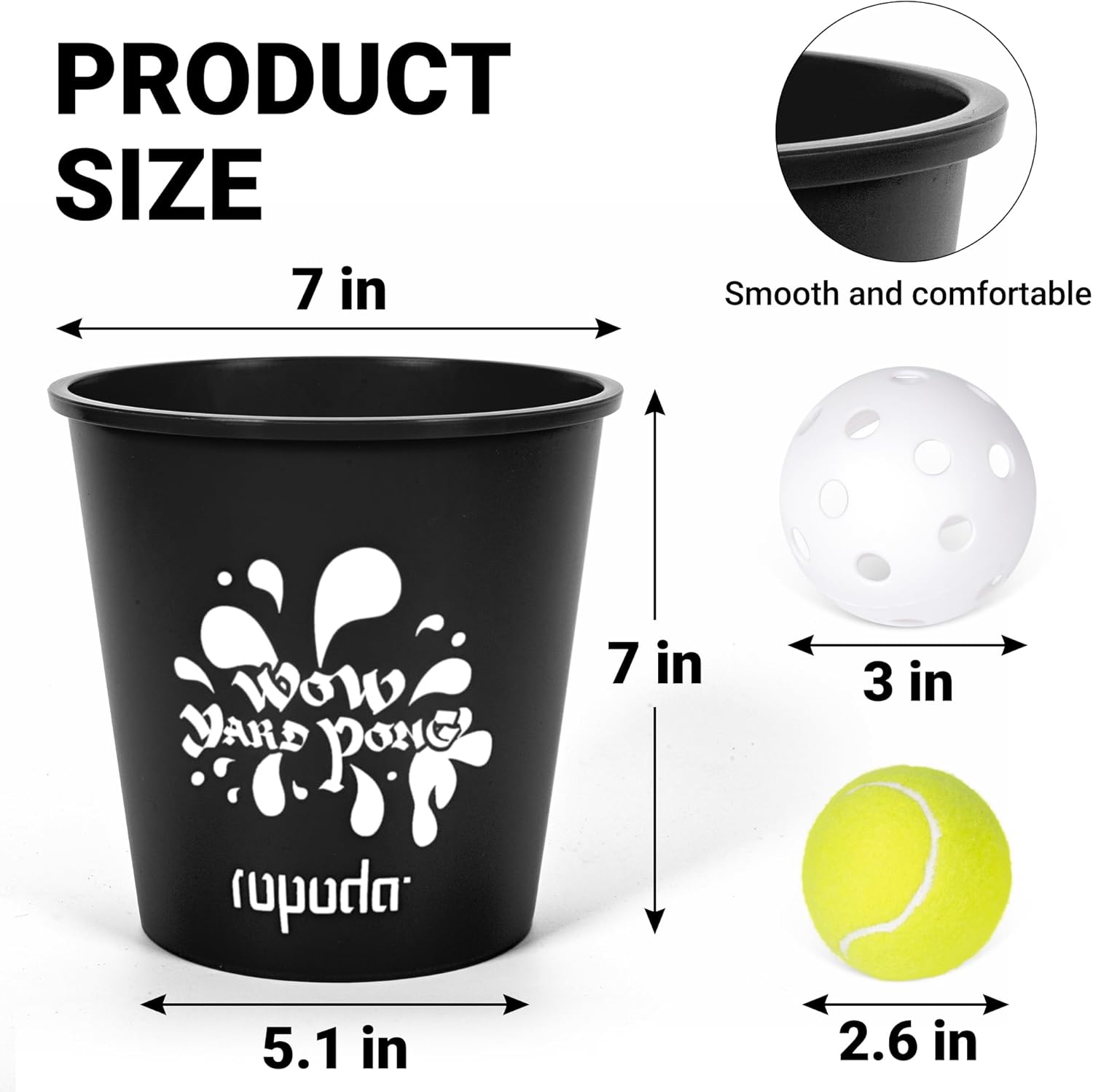 ropoda Giant Yard Pong,Yard Games with Durable Buckets and Balls, Outdoor Game with Carry Bag for The Beach,Lawn, Great Gift Choice for Families（Blue and Black）