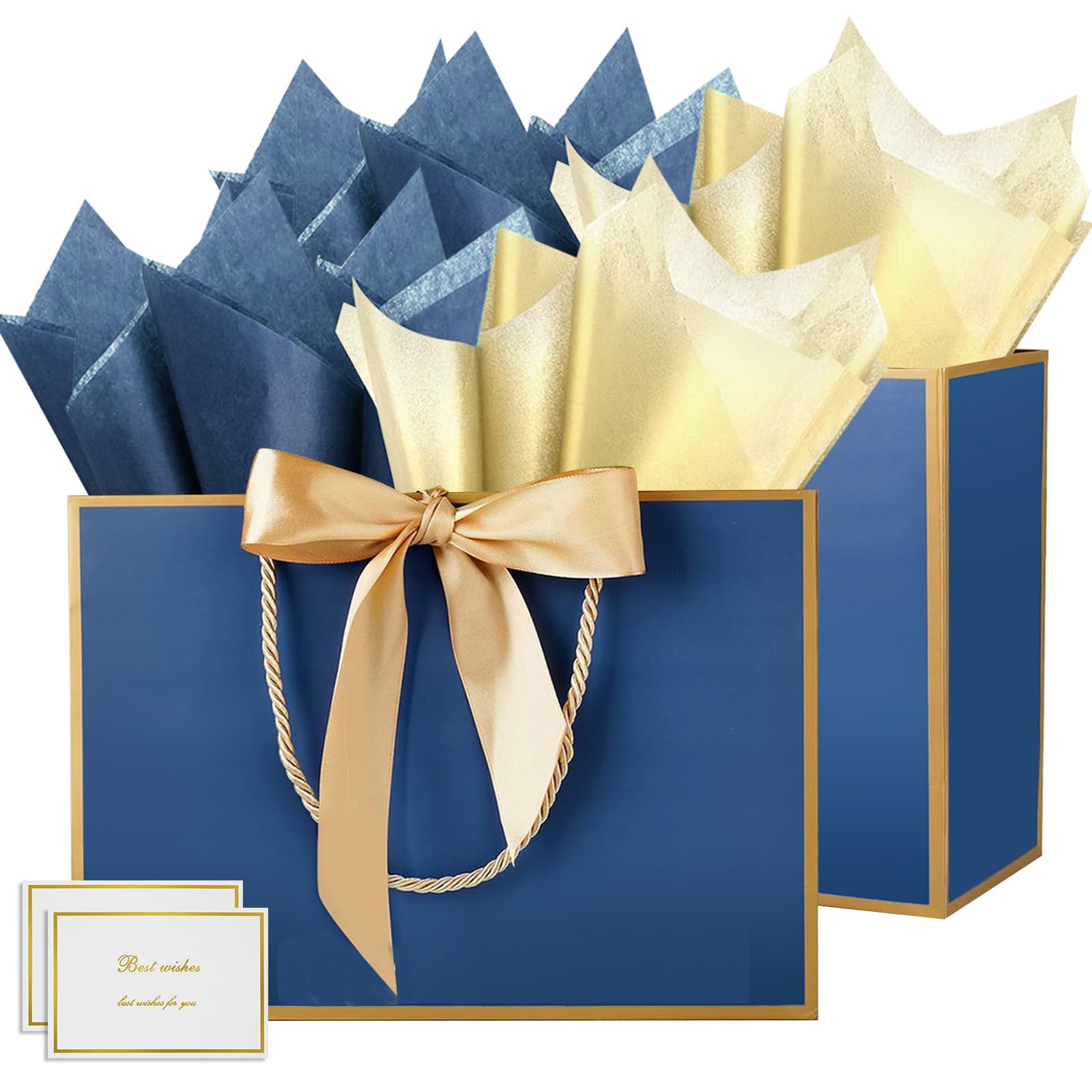HONTIUS Extra Large Gift Bag, 15.75" Gift Bags for Presents Big Paper Bag with Tissue Paper And Cards, 40*30*12.5cm Wedding Birthday Party Present Bridesmaid Gift Gifts Bag for Women Christmas 2PCS N