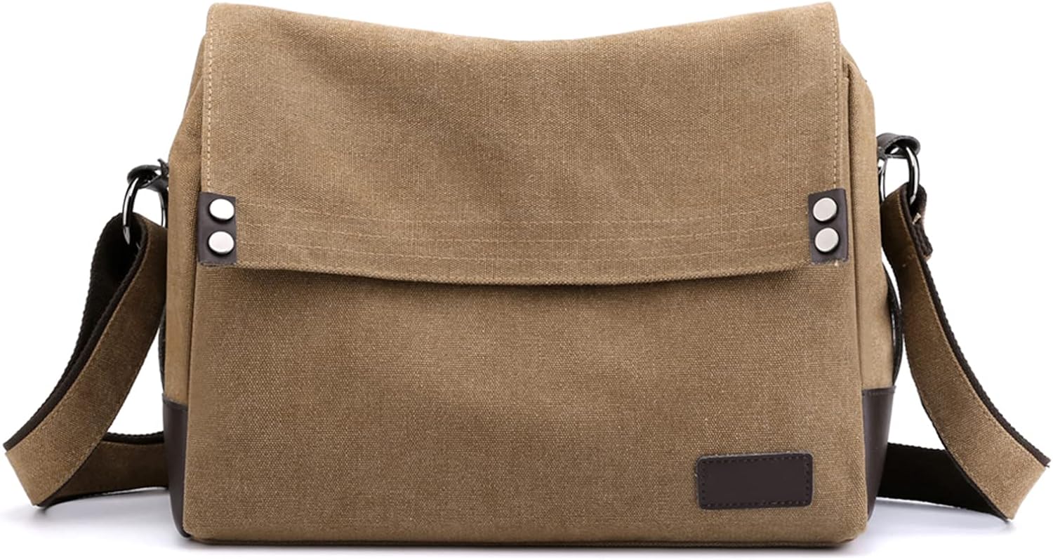Men's Shoulder Bag Canvas Crossbody Bag Casual Messenger Bag Laptop Bag for 13.3 inch Laptop Briefcase Satchel Bag