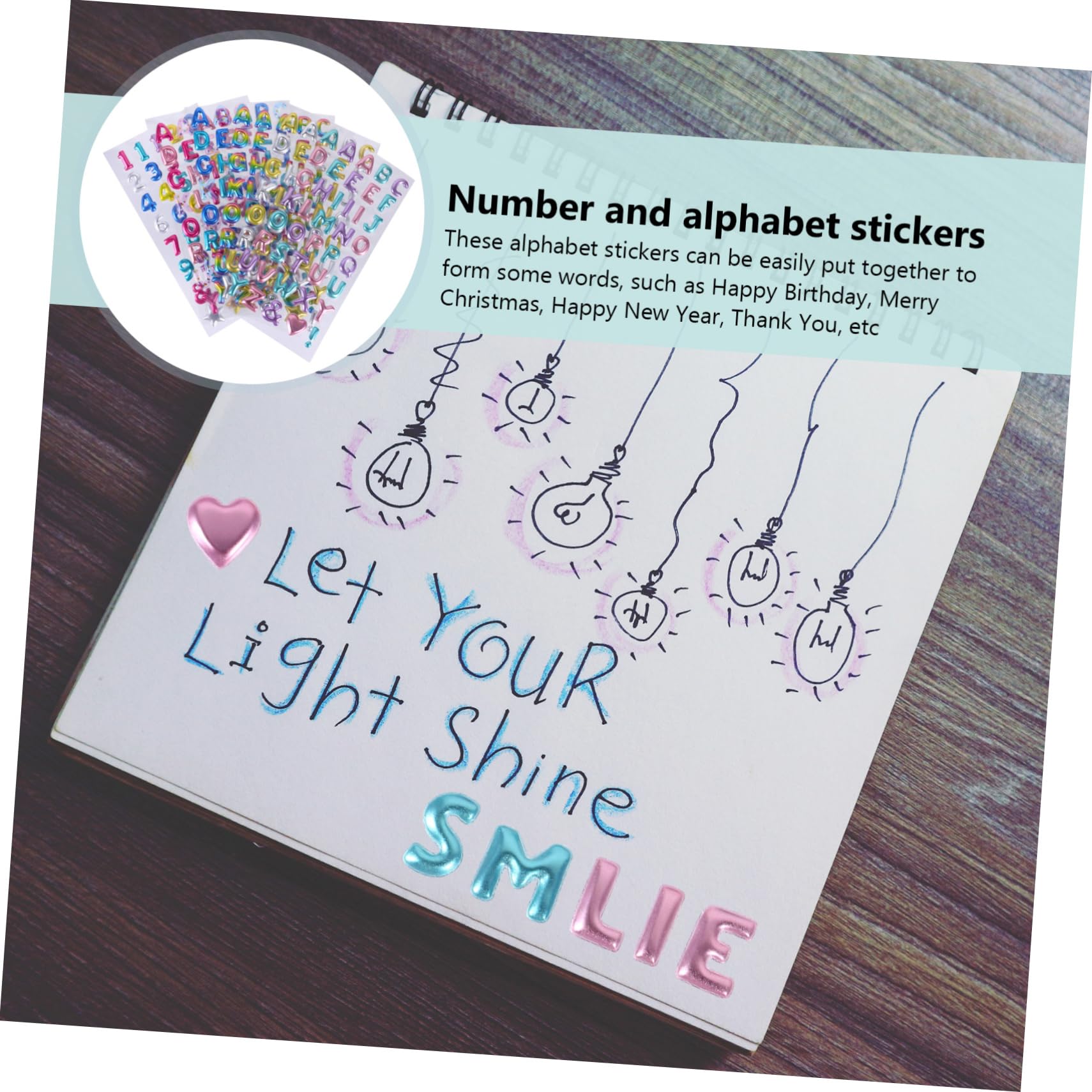 VICASKY 18feuilles Autocollants Alphabet Et Chiffres Paillettes Stickers Dorés Décoratifs Pour Bricolage Et Scrapbooking Lot Pour Des Messages Personnalisés
