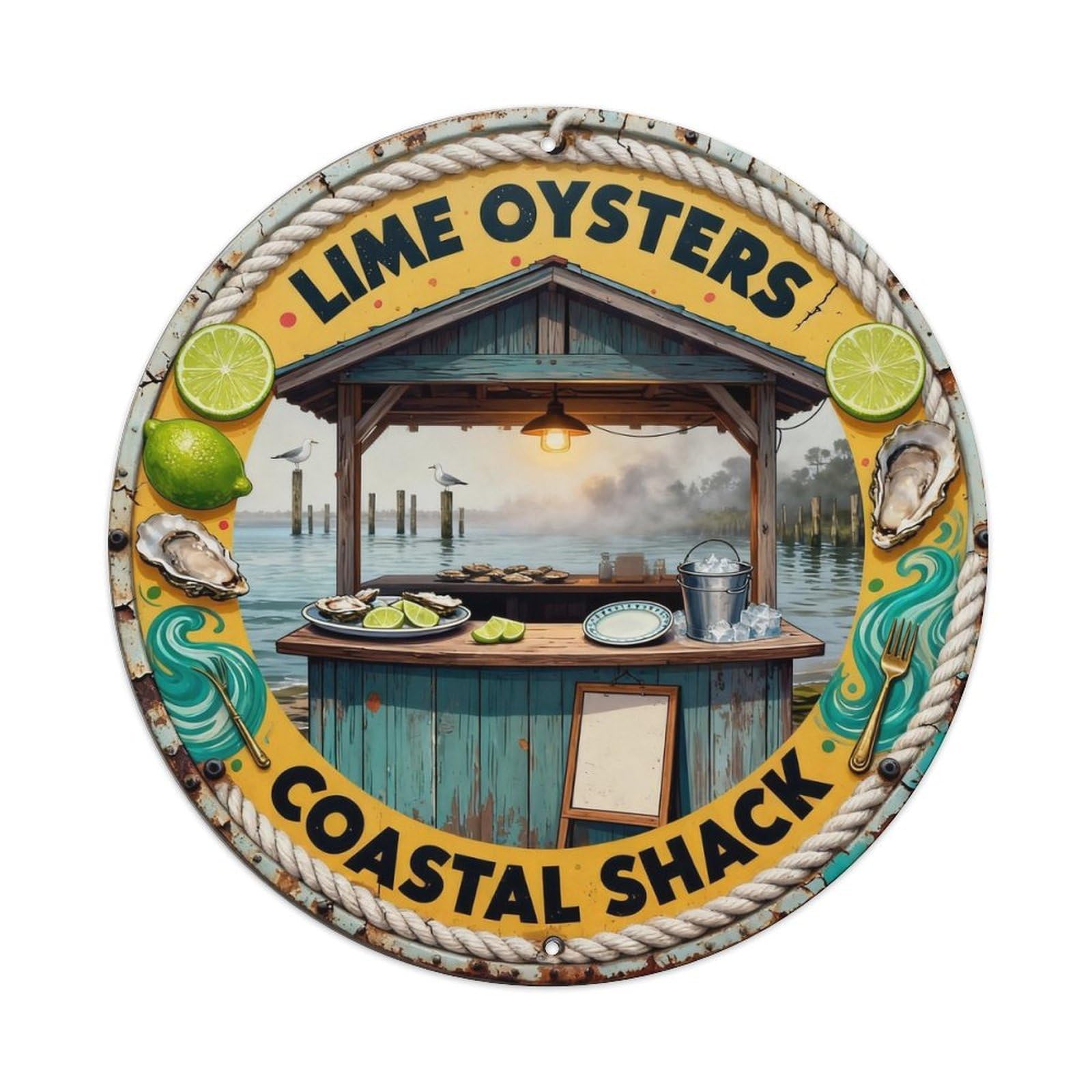 Lime Oysters Sign Metal Tin Sign Plaque