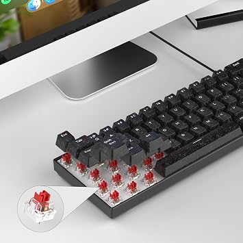 MageGee Portable 60% Mechanical Gaming Keyboard, MK-Box RGB Backlit Compact 68 Keys Mini Wired Office Keyboard with Red Switch for Windows Laptop PC Mac - Black Carbon Fiber