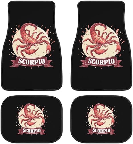 Zodiac Sign Scorpio Floor Mats for Cars 4-Piece All-Season Floor Mats Automotive Liners Print Car Carpet Auto Interior Decor