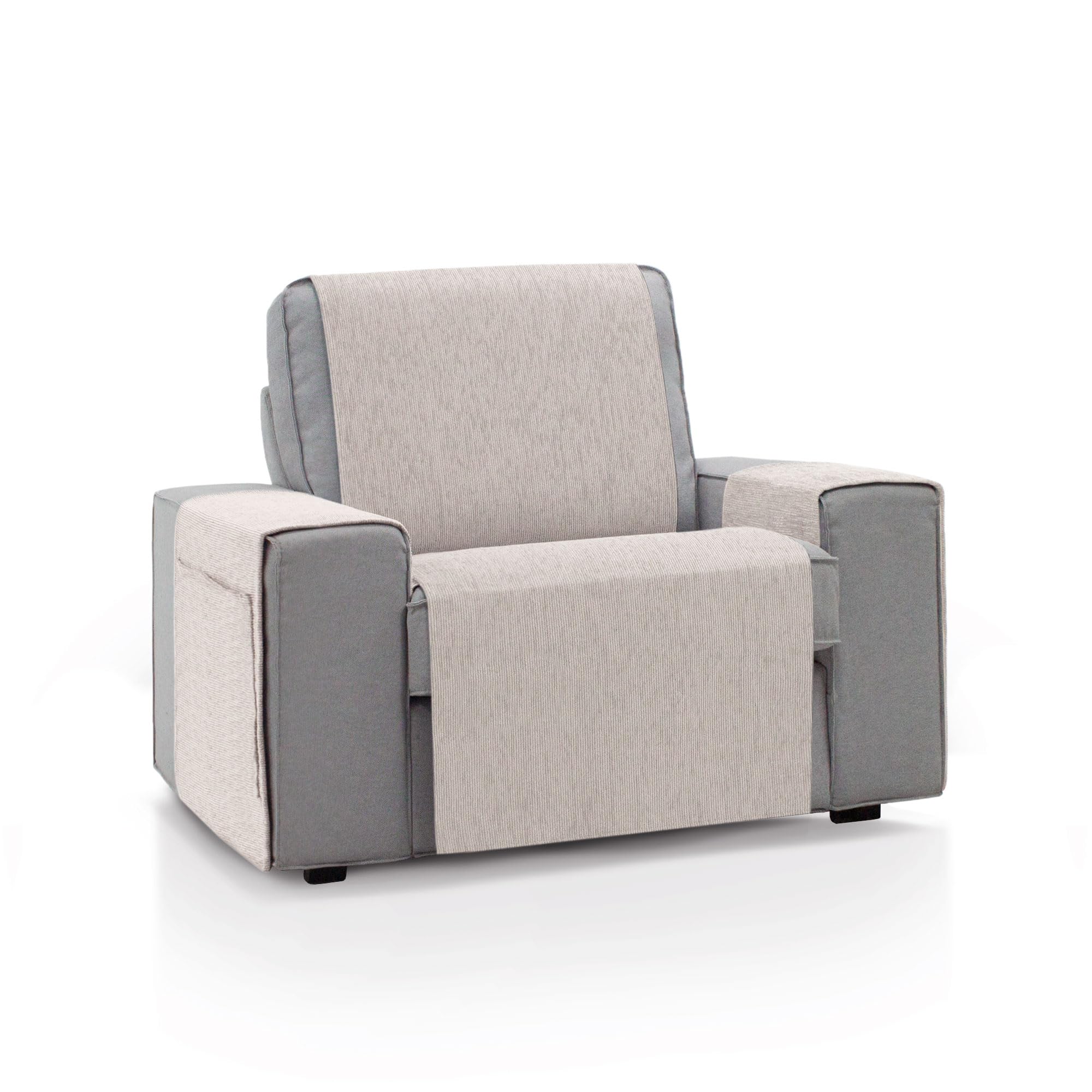 Housse de canapé 1 place couleur naturelle protection fauteuil 55x220 cm doux