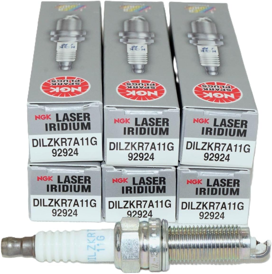Genuine DILZKR7A11G Laser Iridium Spark Plugs 92924 by NGK (6 Pack)