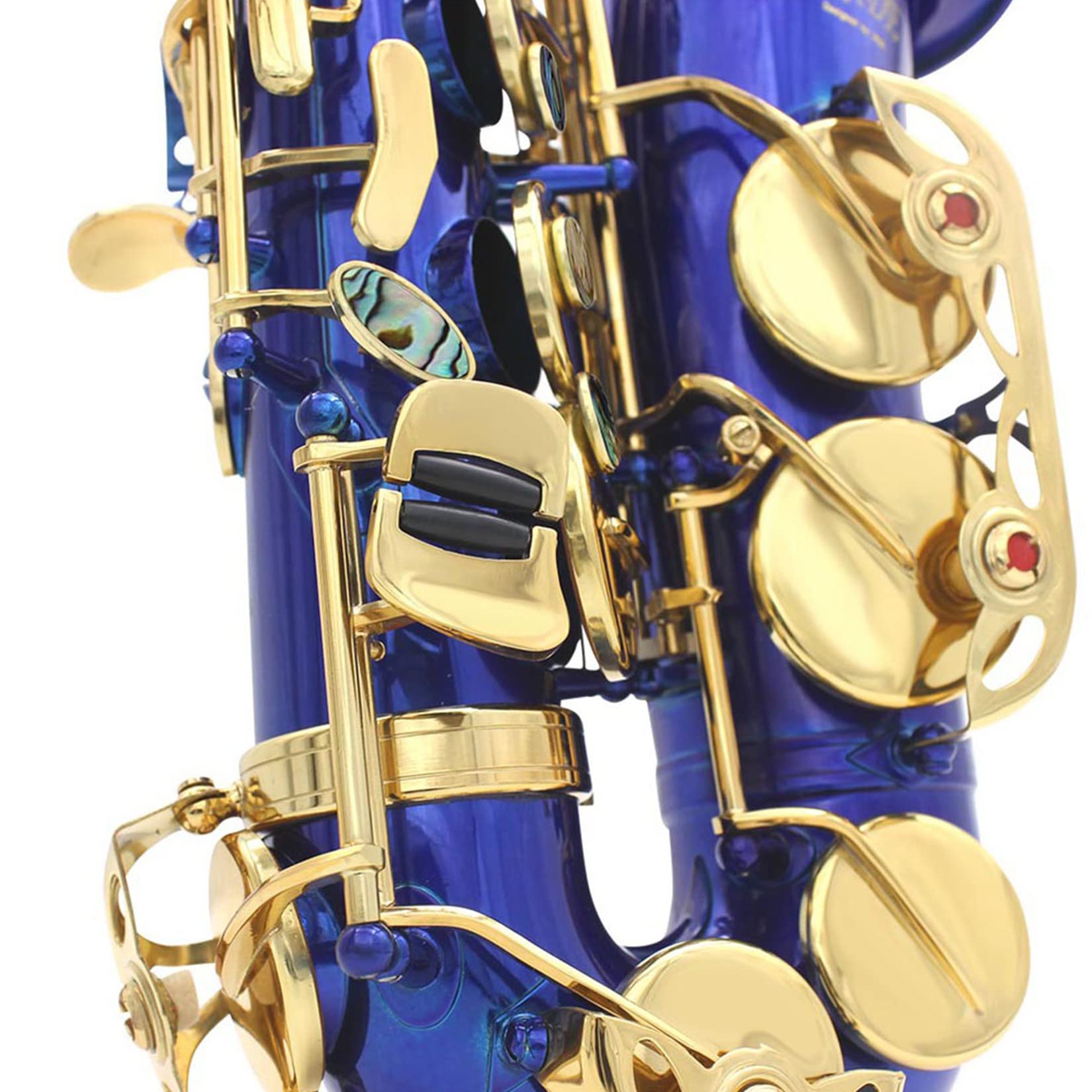 Altsaxophon Komplettset, Blaulack Altsaxophon in Es für Anfänger/Studenten/Leistung, Hochwertige Messinggravur Es Altsaxophon, Großartiger Klang, Saxophon Holzblasinstrument,Abalone shell button