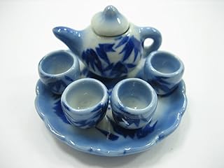 Dollhouse Miniature Ceramic Japanese Style Paint Tea Cup Set Tea Pot Supply 13249