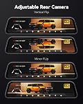 WOLFBOX G840S 12" 4K Caméra de sauvegarde Mirror Dash Cam, 5.8GHz WiFi Smart Rearview Miroir pour voitures & Camions, Vue avant et arrière double caméra, Vue de nuit, Assistance au stationnement, Inclus 32GB Carte & GPS