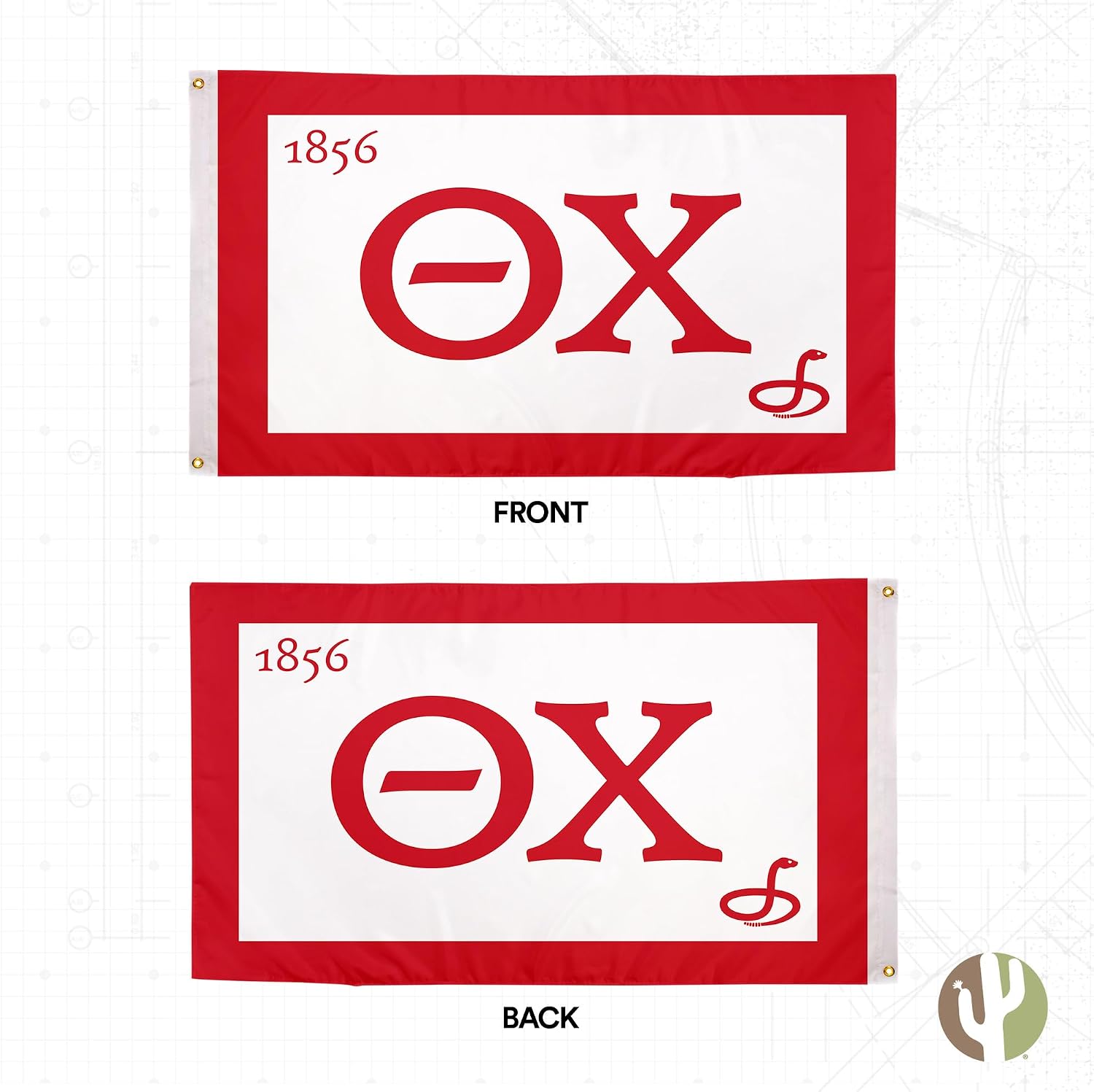 Desert Cactus Theta Chi Flags Double Sided TC Fraternity Official Banners 100% Polyester Indoor Outdoor 3x5 (Double Sided - Chapter)