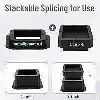 Vista 5 de BTSD-home Elevadores de cama de 1 pulgada resistentes para muebles, para sofá, mesa y silla, color negro, paquete de 4