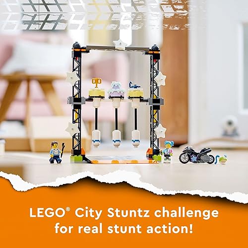 Miniatura 2 de LEGO City Stuntz The Knockdown Stunt Challenge Playset, 60341 Adventure TV Series Juguete de acción para niños mayores de 5 años con bicicleta de