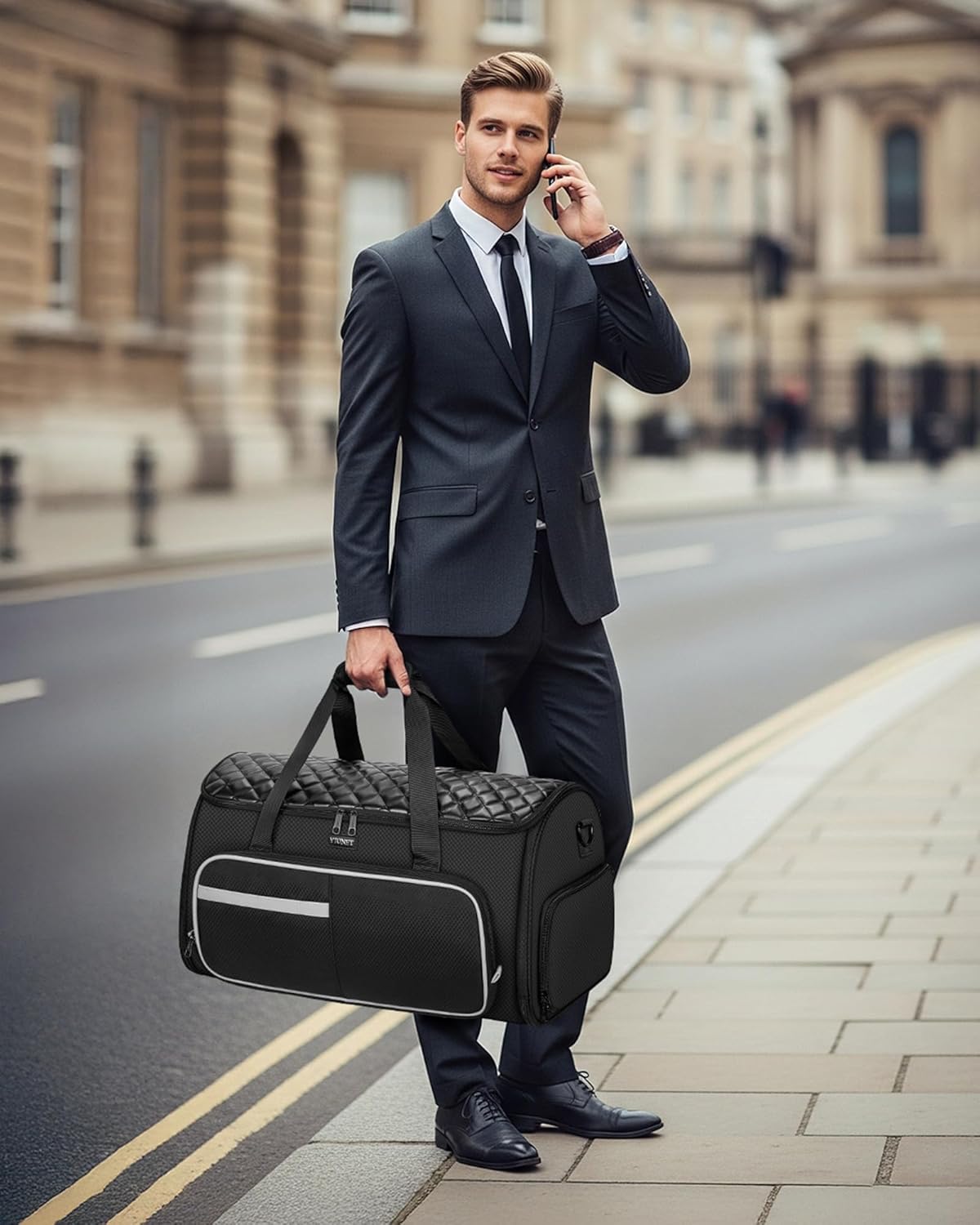 Ytonet Convertible Garment Bags for Travel, 50L Carry on Garment Duffle Bag for Men Women with Usb Port, 3 in 1 Suit Travel Bag Hanging Clothes for Business with Shoe Pocket, Waterproof Pocket, Black - Image 8