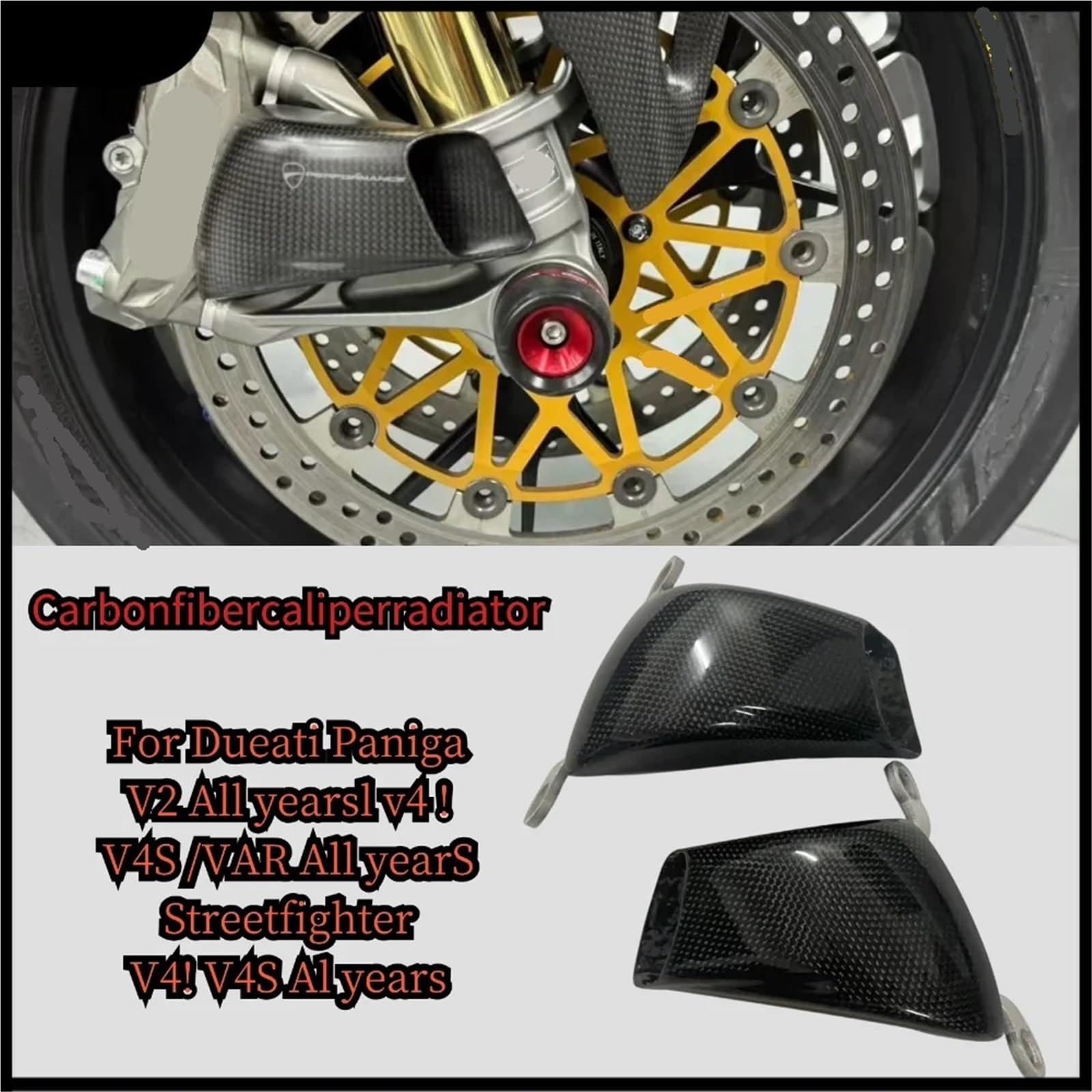Refrigeración de Pinza de Freno Compatible con Ducati Panigale Streetfighter MTS V4 V4S V4SP SP SP2, Pinza de 100 mm, Cubierta del radiador, conducto de Aire, refrigeración de Frenos.(Light)
