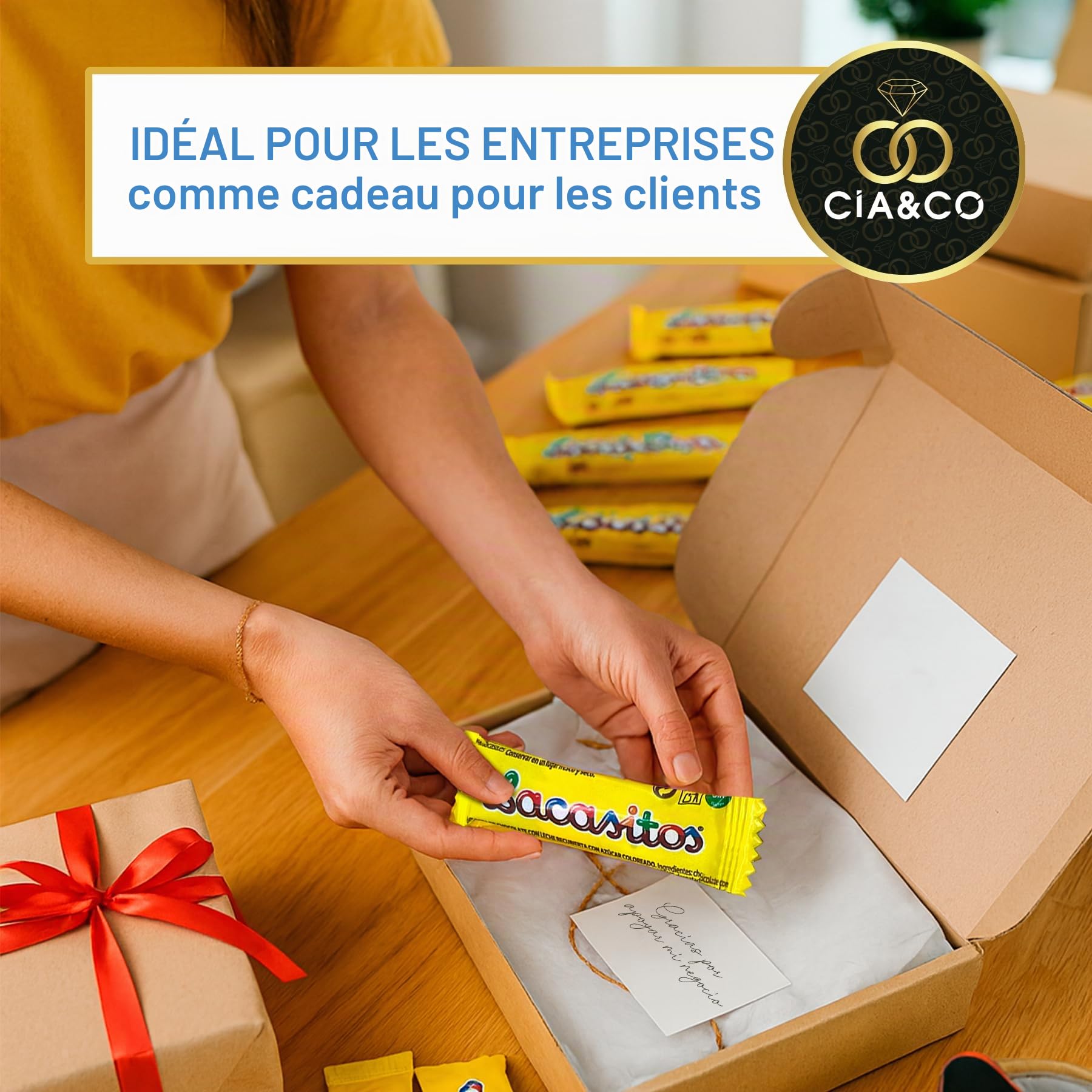 Lot de 200 Sachets Individuels de Lacasitos (3 par Pack) · Chocolat au Lait Coloré · Avec Carte Personnalisable Offerte · Idéal pour Anniversaires, Halloween, Fêtes ou Entreprises