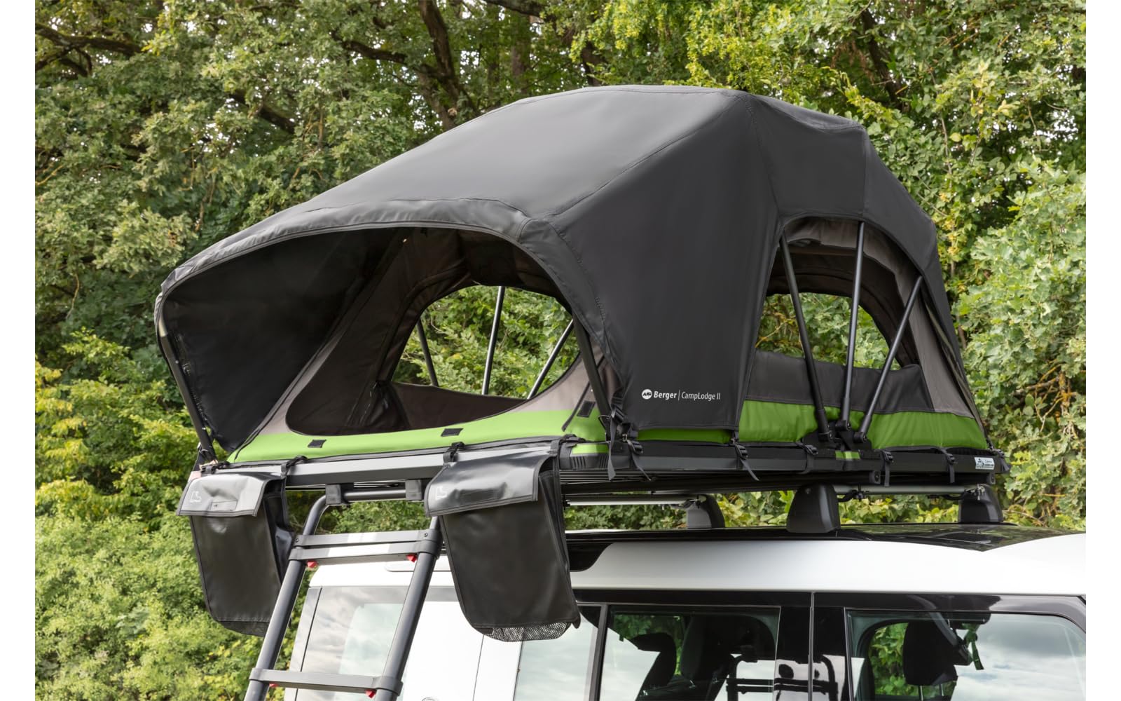 BERGER CampLodge Dachzelt für 2 Personen | Camping Autodachzelt mit LED-Lichtern | Autocamping Zeltdachbox wasserdicht geeignet für alle Jahreszeiten