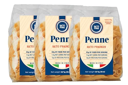 Tinello Keto Mike - Pasta alternativa baja en carbohidratos, alta proteína, 0.06 onzas de carbohidratos netos (Penne, paquete de 3)