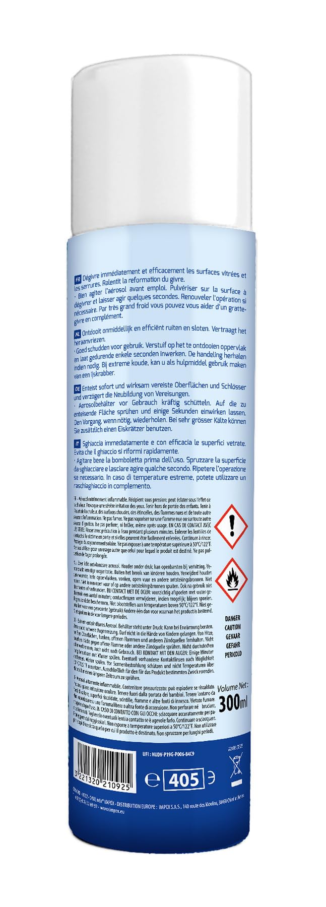 Spray Dégivrant Carlinea 300ml - Action Rapide Contre Le Givre Et La Glace Sur Pare-brise En Hiver
