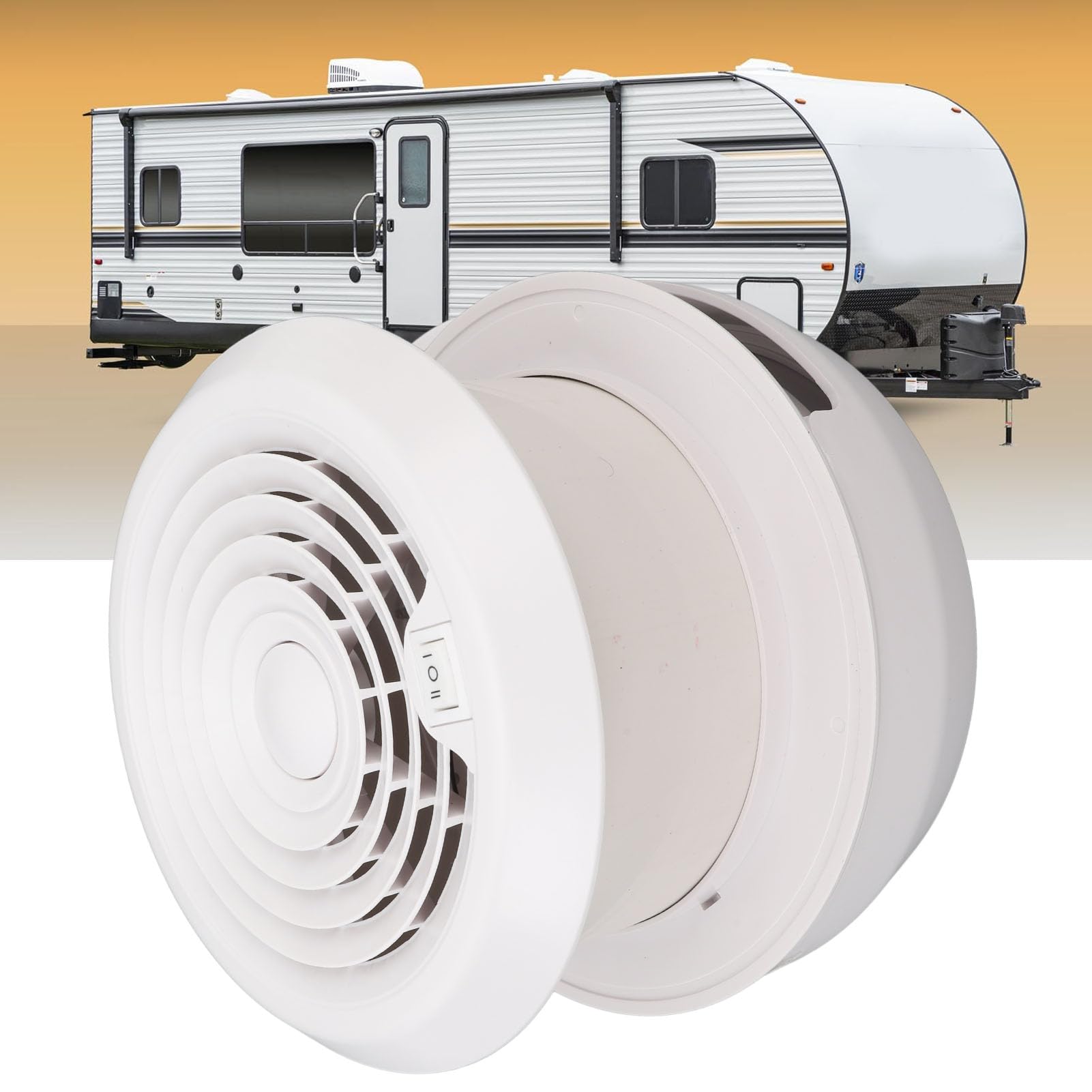 RiToEasysports Wentylator Wyciągowy Dachowy RV ABS Wentylator Dachowy RV 12V 5000 Obr./min 200CFM Podwójna prędkość z Ekranem 165mm Wycięcie dla Przyczepy Kempingowej Samochód Kempingowy Jacht