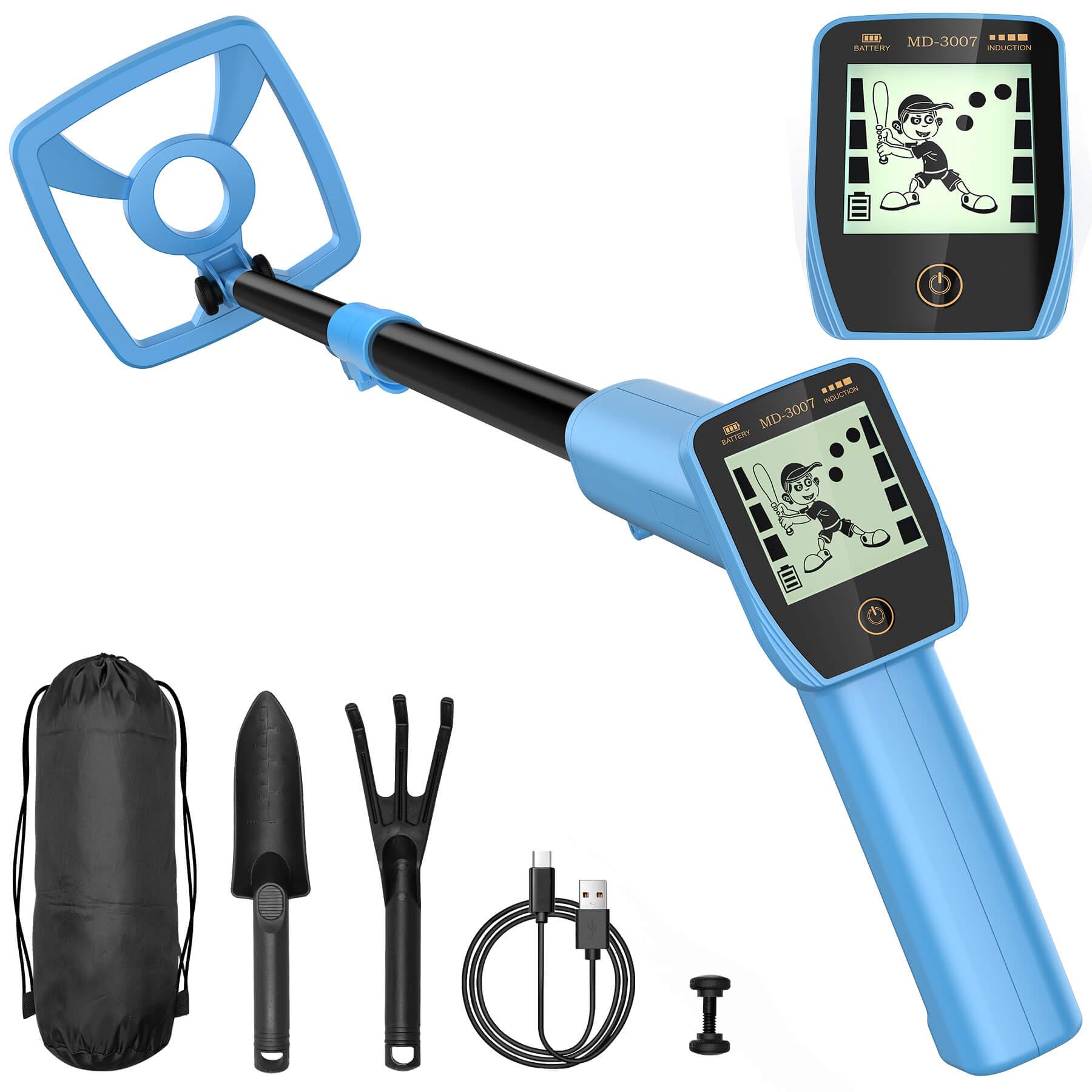 Metalldetektor Kinder Set mit Rucksack, Schaufel & Harke | Leichter Verstellbarer Detektor für 8–12 Jahre | IP67 wasserdichte Suchspule, 10 cm Tiefe | Outdoor Schatzsuche Lern- & Spielzeug Geschenk
