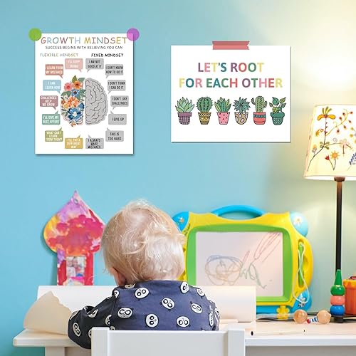 Miniatura 4 de arricraft Pósteres de Growth Mindest, 1 póster de pared de salud mental, decoración de casa, asesoramiento, oficina, pintura, rectangular, bohemio,