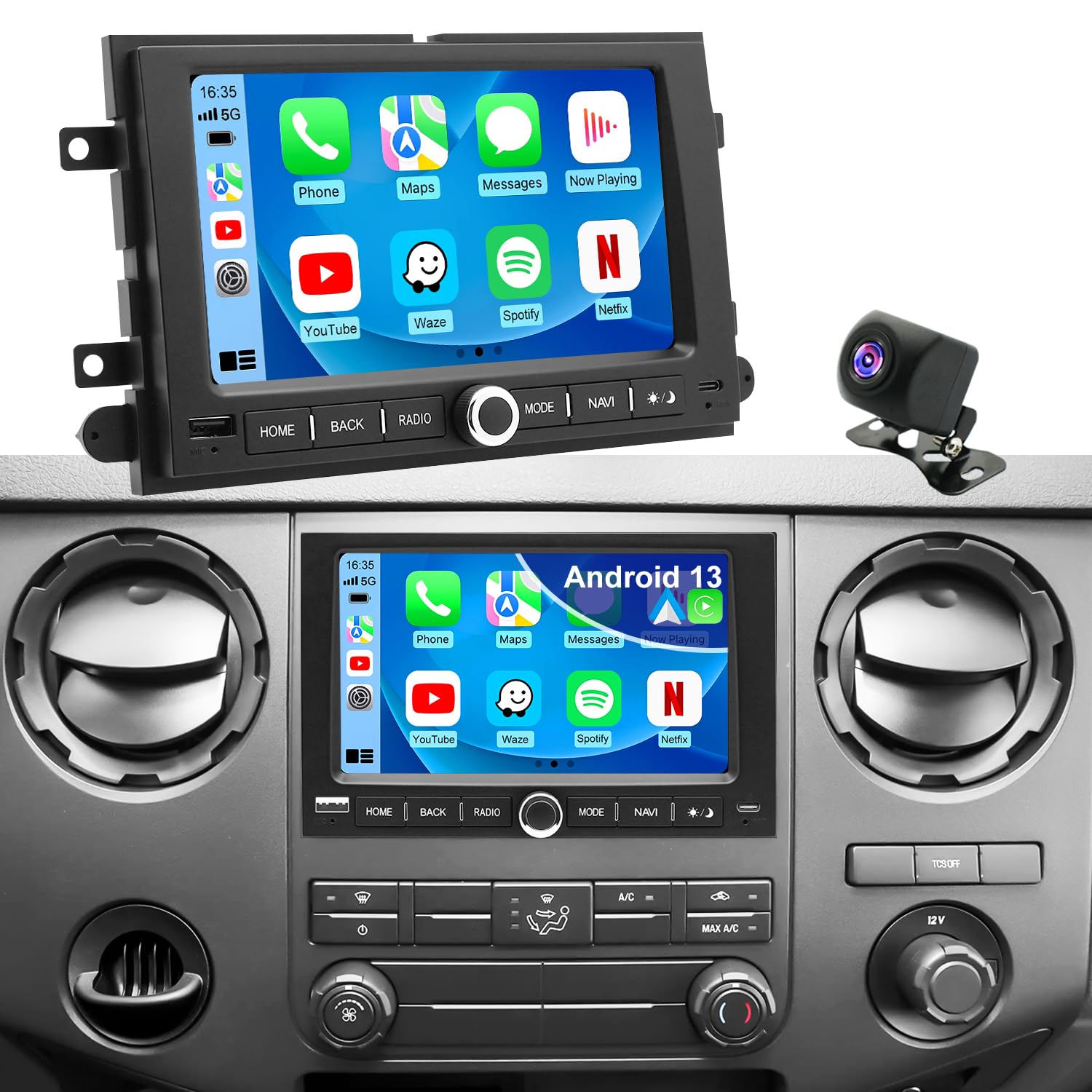 5G WiFi Car Radio for Ford F150 F-150 2004-2008, F250/F350 2006-2016, Edge 2007-2010, E150/E250/E350 2009-2014, 7'' Touch Screen Stereo Headunit with