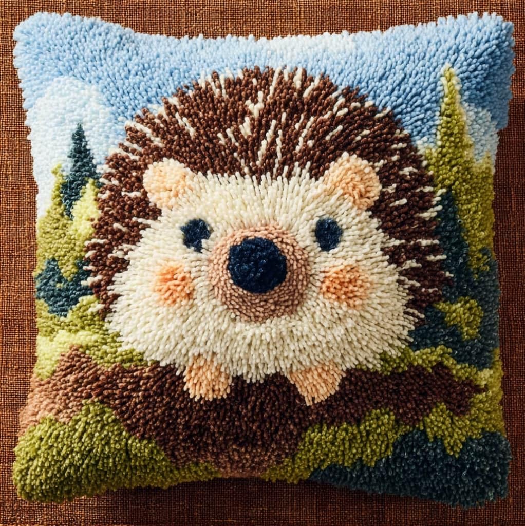 AxiangziK Latch Hook Pillow Kit for Beginners,Hedgehog