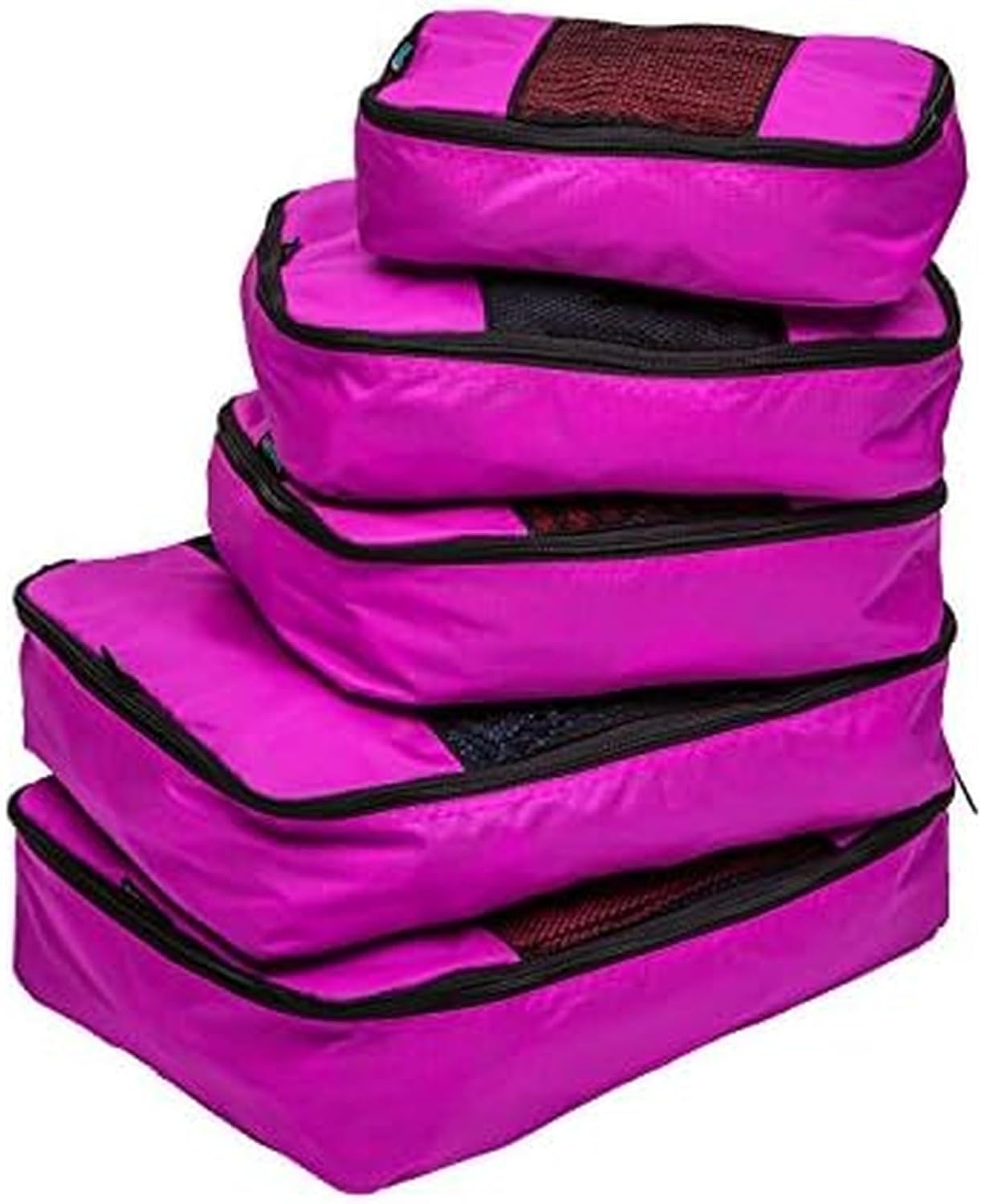TravelWise Luggage Packing Organization Cubes 5 Pack, Pink, 2 Small, 2 Medium, 1 Large