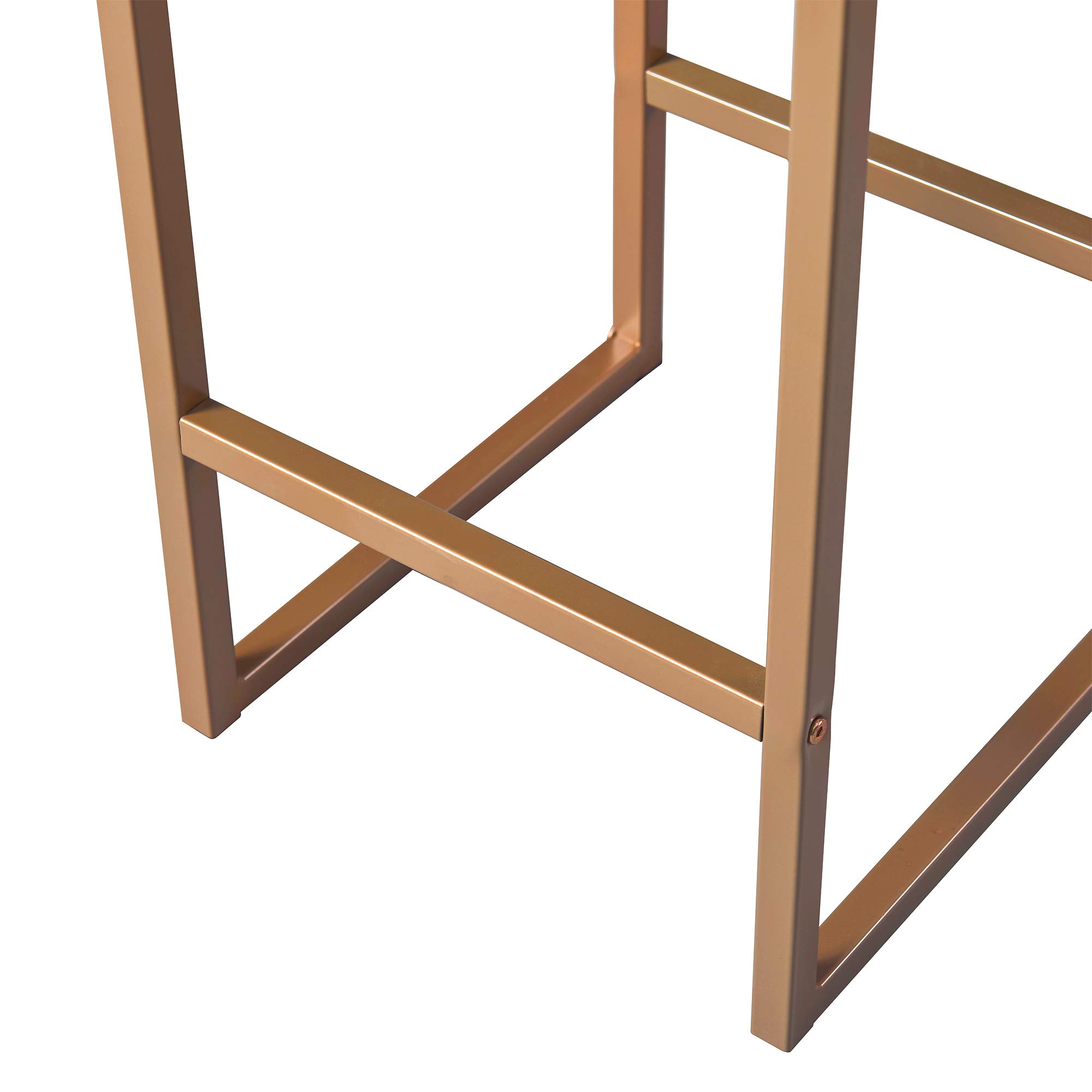 Teamson Home Marmo 3-Stücke Frühstücks-Ess-Set, Bartisch und 2 Gepolsterte Hocker mit Stauraum, Tischplatte aus Weißem Marmor und Beine in Gold-Messing-Finish