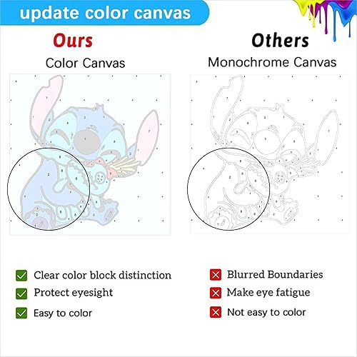 Miniatura 3 de xackcme Paquete de 4 pinturas de dibujos animados por números para niños con marco de madera, pintura de dibujos animados por números para niños de