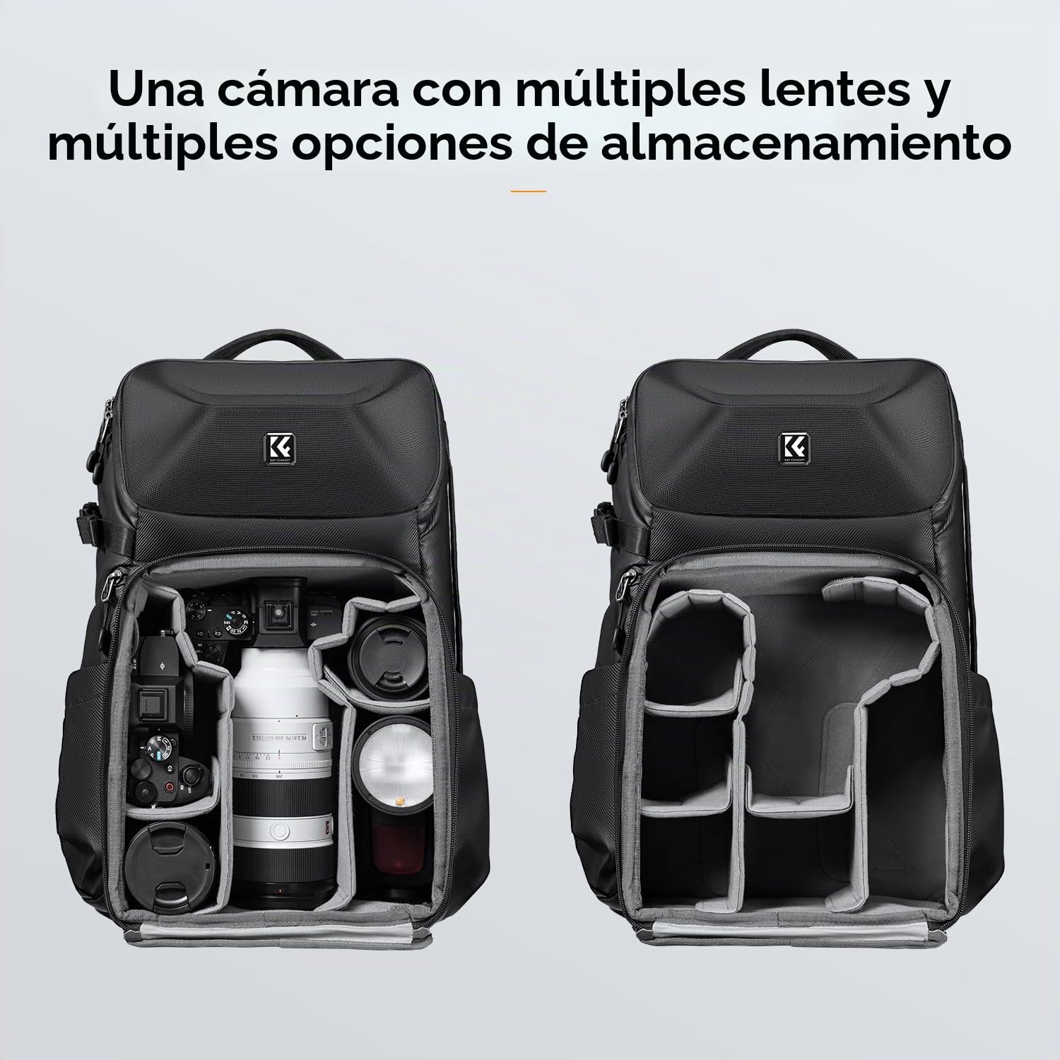 K&F CONCEPT Mochila rígida para cámara de 20 L, Soporte para trípode y Compartimento para Laptop