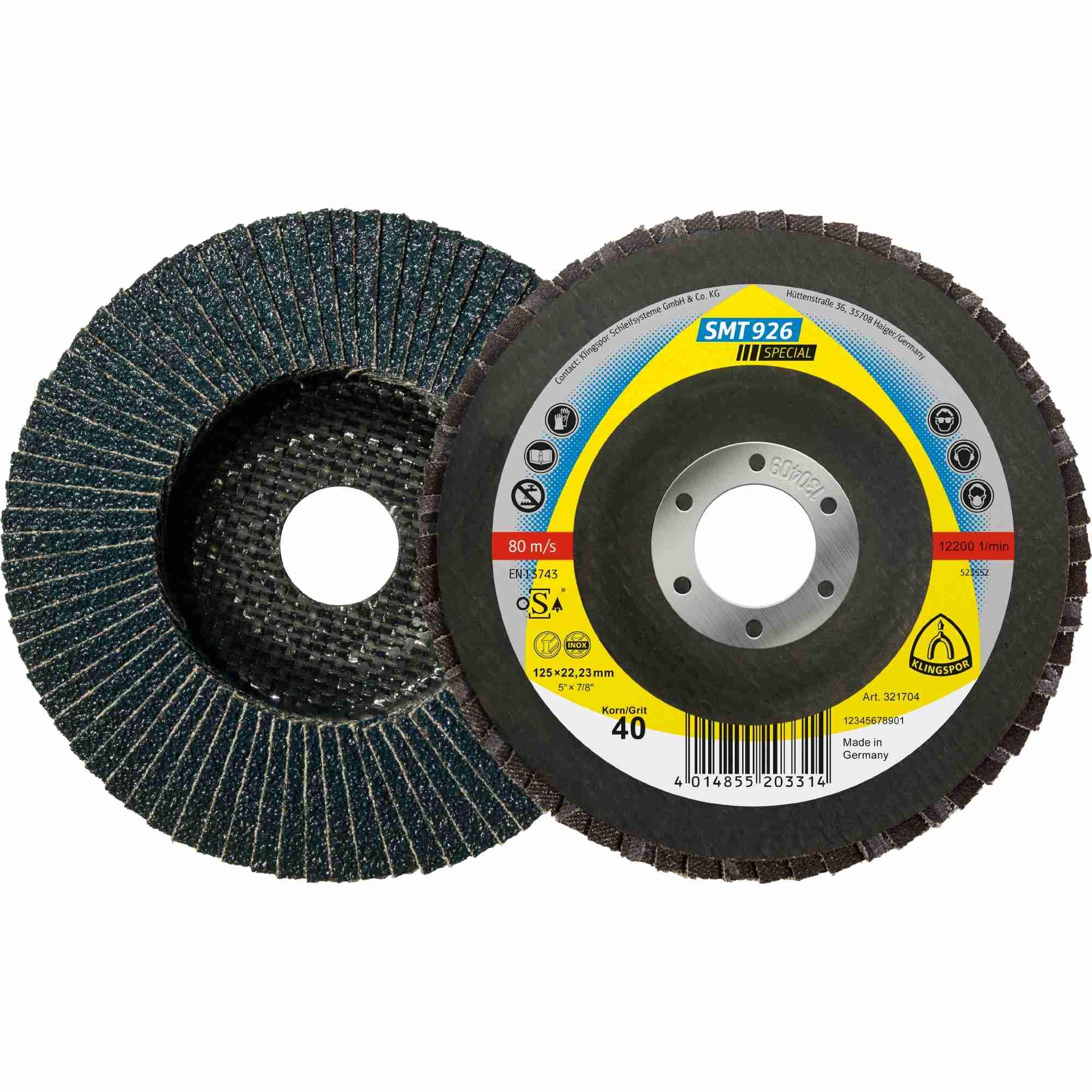 10 x Platorello lamellare Klingspor SMT 926, 115 x 22,23 mm grano 60 convesso Art.: 321706