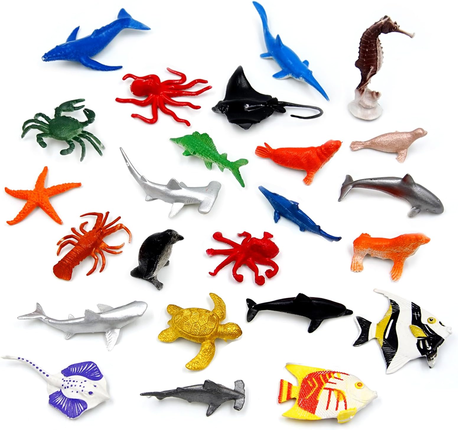 Sea Animals Toys for Kids, 24 Pcs Sea Creatures Toys for Children, Realistic Animal Sea Life Figures Under The Sea toys Bath Toys Educational Animal Learning Toys for Child
