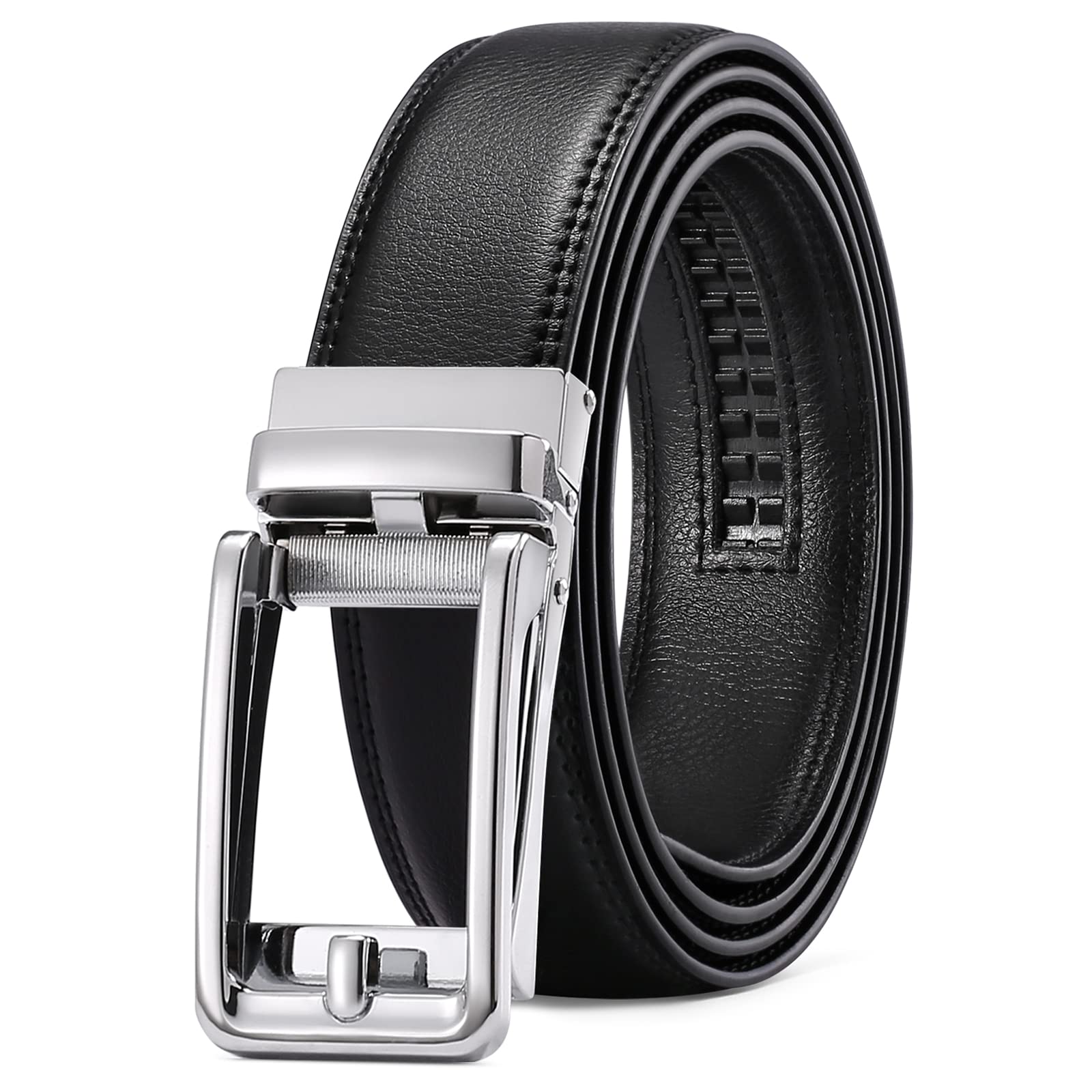 SENDEFN Men's Leather Dress Casual Belt 1 3/8" Automatic Adjustable Click Buckle Belts with Gift Box