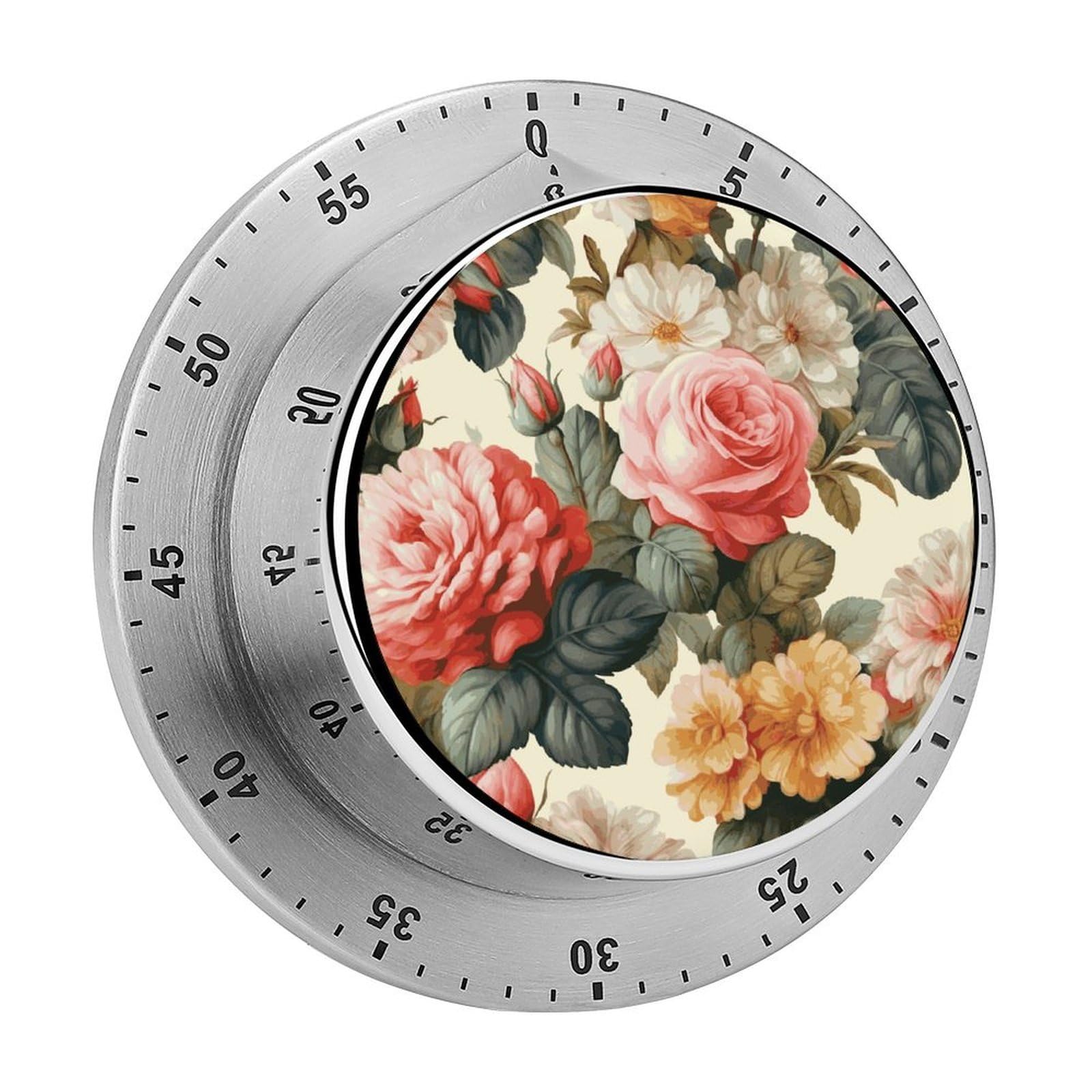 Temporizador de cocina mecánico con alarma fuerte y base magnética floral