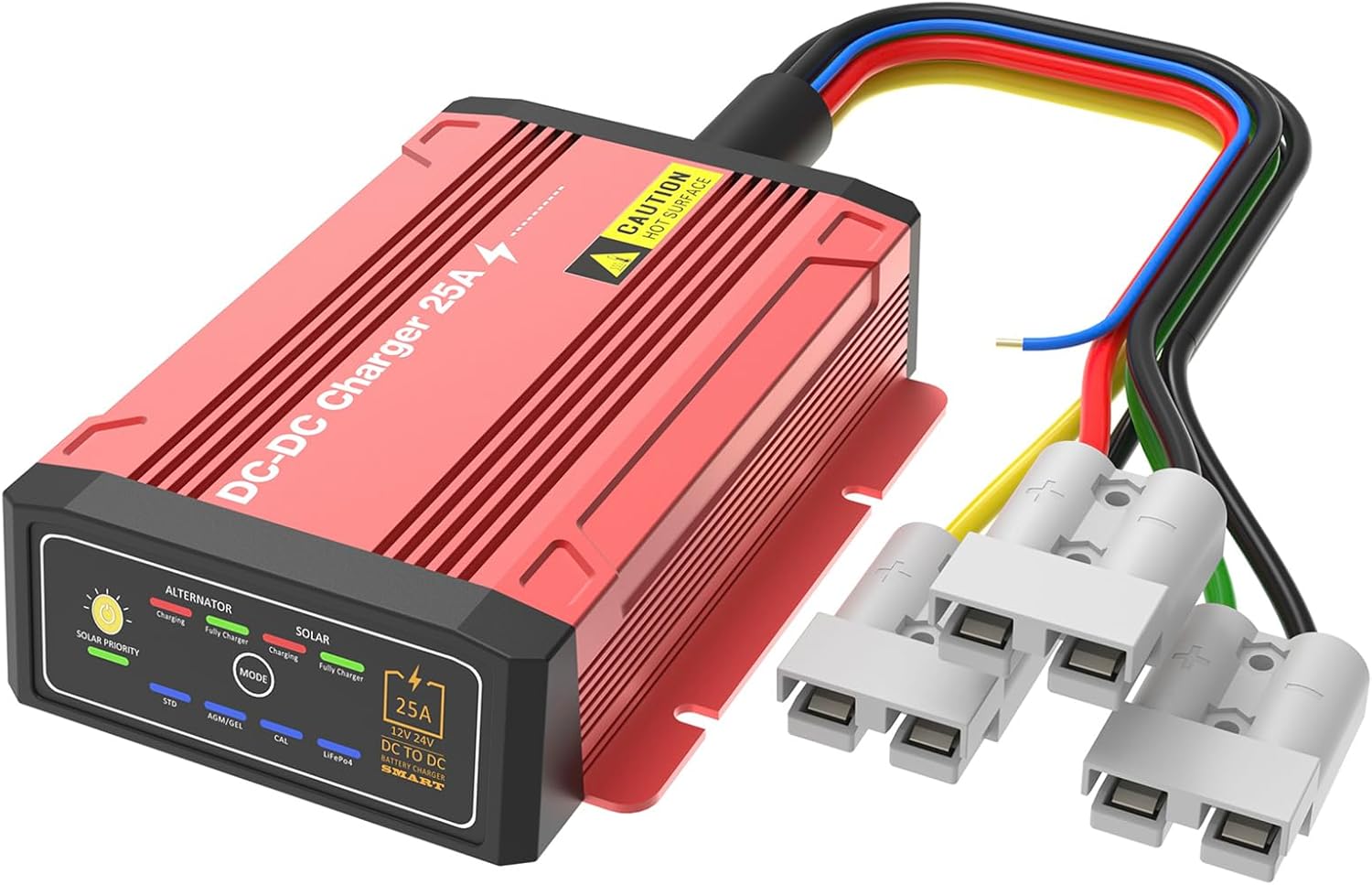 Waterproof DCDC Charger with MPPT for 12V 25A LiFePO4, Lead-Acid, SLA, Gel, AGM, Cal, DC to DC Battery Charger with Anderson