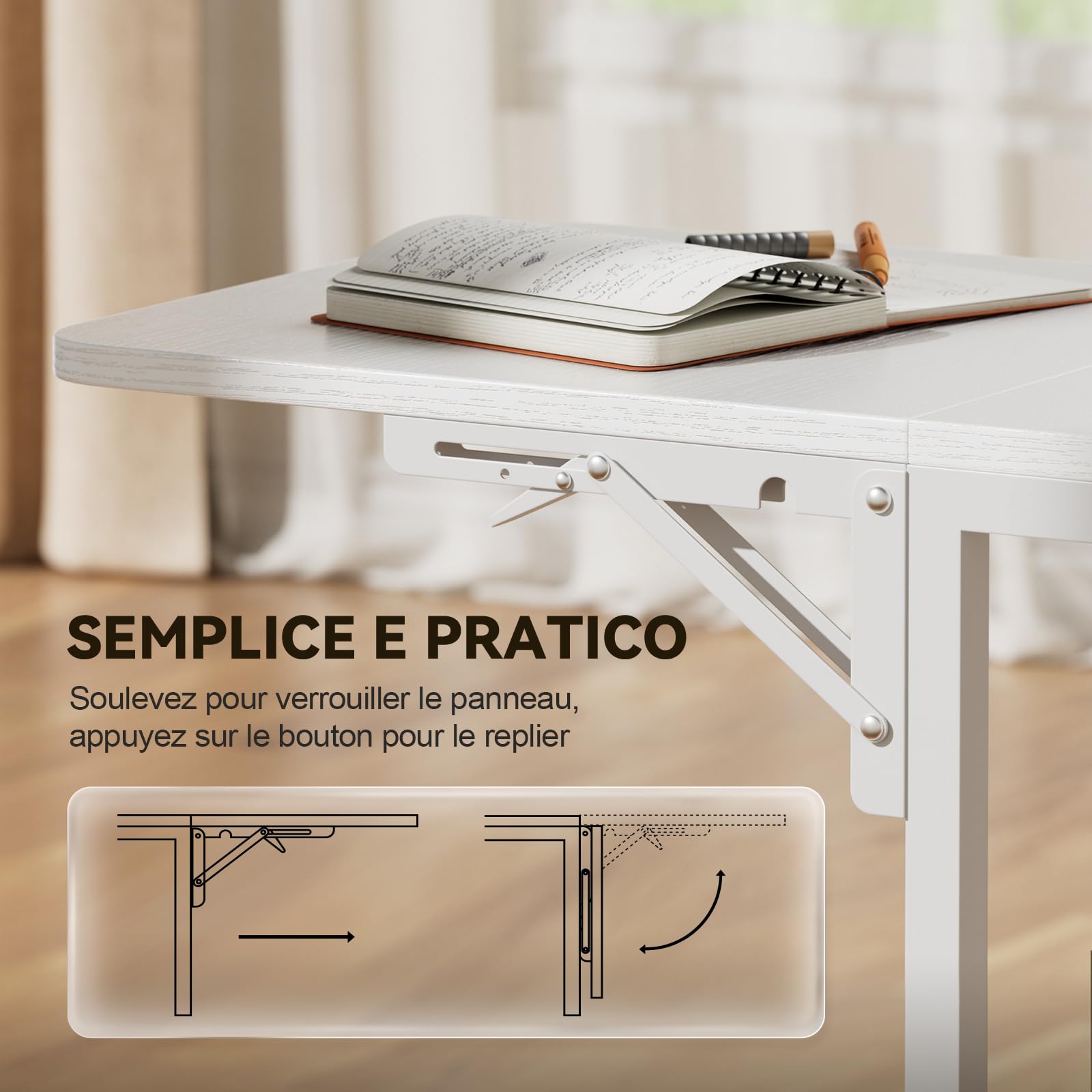 SOLAVERO Scrivania Angolare con Piano Pieghevole, 140cm Scrivania Gaming a l con Prese & USB-C, Tavolo Computer con Cassetti in Tessuto, Tavolo Ufficio con Supporto per Monitor, Bianco