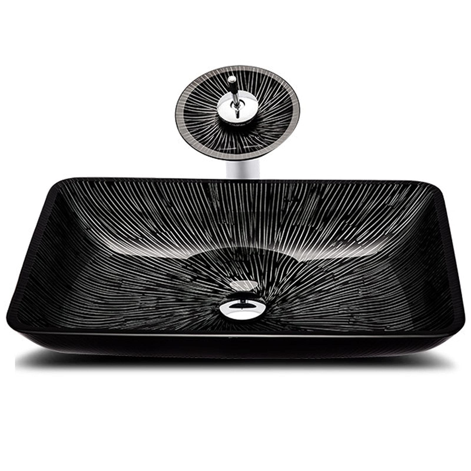 Vasque moderne en verre trempé avec bonde escamotable pour lavabo de salle de bain design