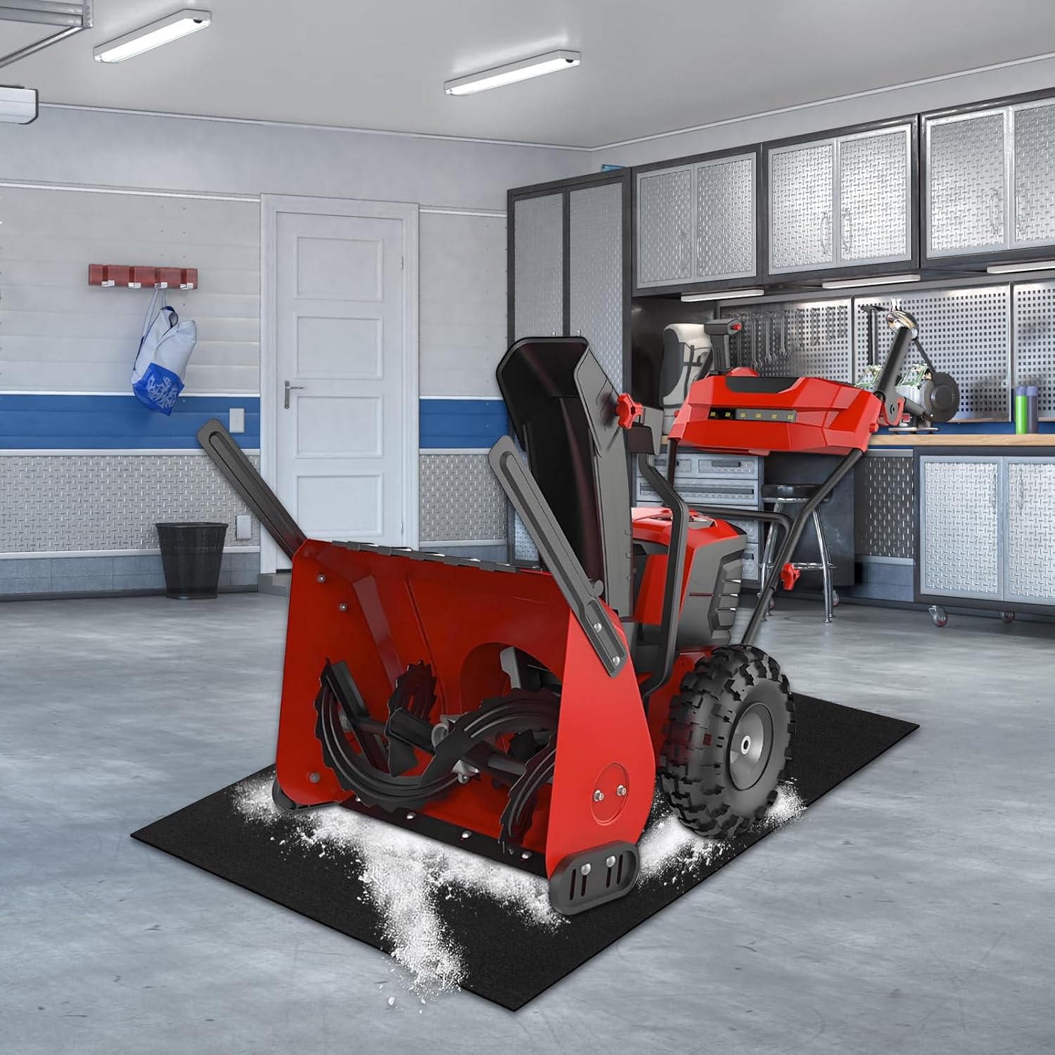 3X5.2FT Snow Blower Mat,Absorbent Snow Blower Floor Mat with Adhesive Backing for Garage(Black)