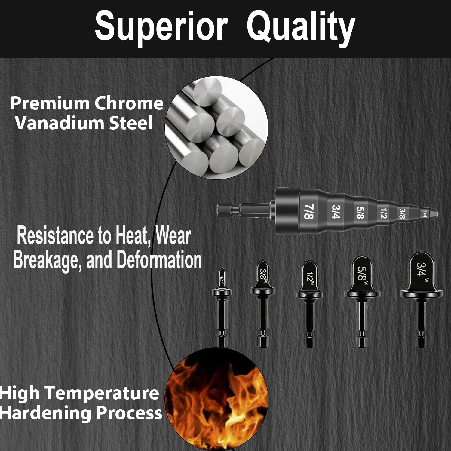 6Pcs Swaging Tool HVAC, Air Conditioner Copper Expander Tube HVAC with 6 in 1 Swedge Tool, Flaring Drill Pipe Repairing Tubing Set 1/4'', 3/8'', 1/2'', 5/8'', 3/4'' Bits