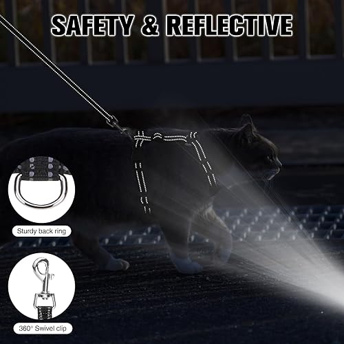 Miniatura 5 de BEAUTYZOO Juego de arnés y correa para gatos para caminar, a prueba de escape, arnés ajustable de liberación de cuello para gatitos, cachorros,