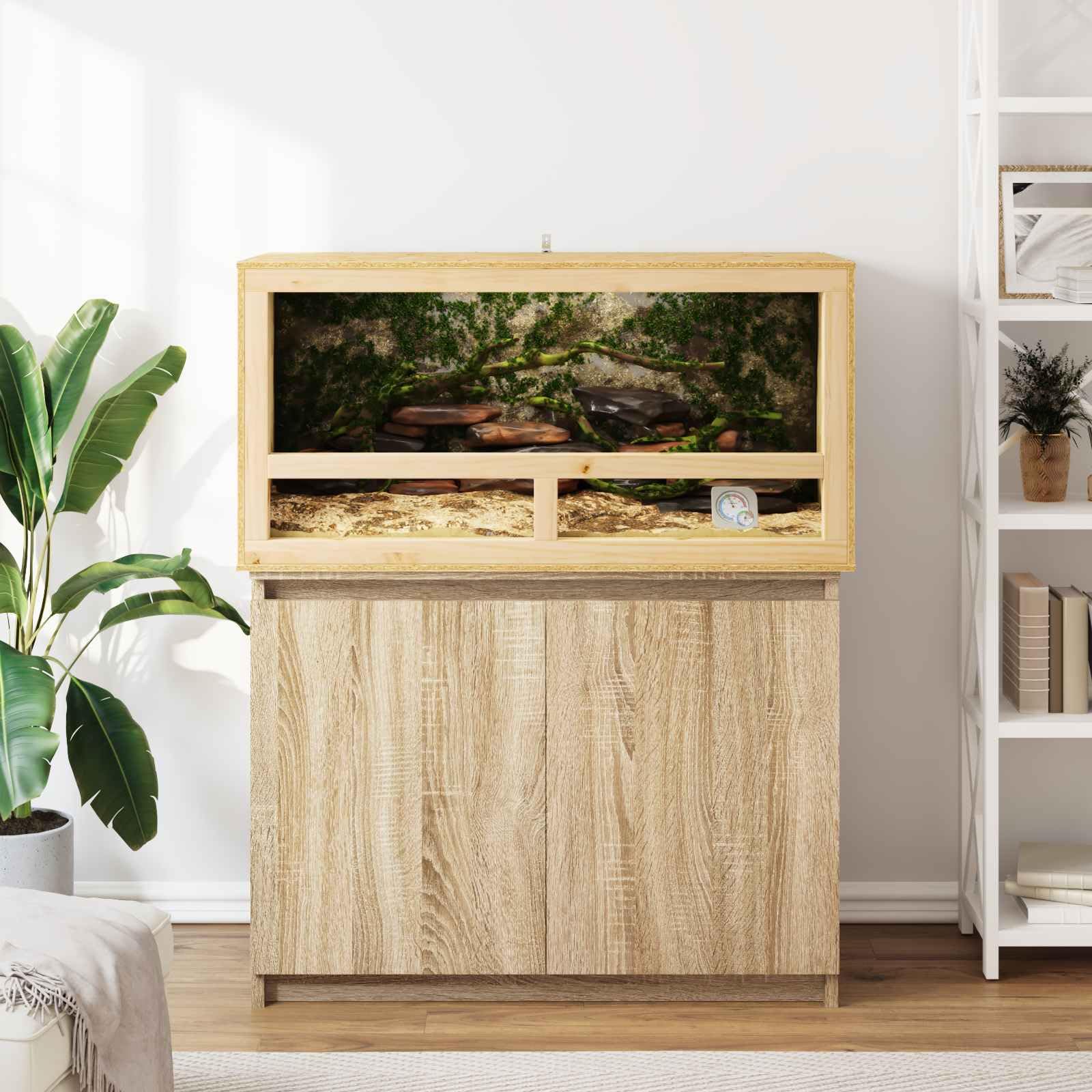 OSB Terrarium 100 x 50 x 50 cm für Reptilien und Nagetiere, Robustes Holzgehege mit Sichtfenster