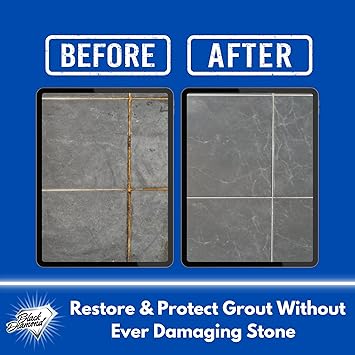 Black Diamond Stoneworks Ultimate Grout Cleaner with Brush + Marble & Tile Cleaner (2-Pack) Safe for Natural Stone, Acid Free Deep Cleans Grout, Restores Shine to Marble, Granite, Travertine & Tile