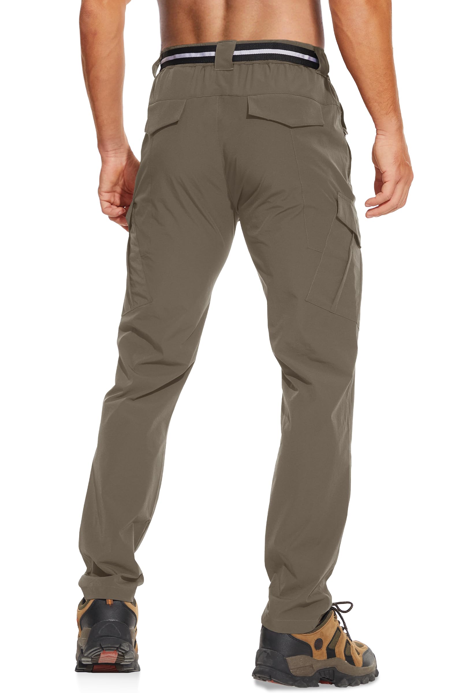 MOURCE Mens Hiking Cargo Pants Lightweight Quick Dry Tactical Work Pants for Fishing Travel Outdoor Khaki