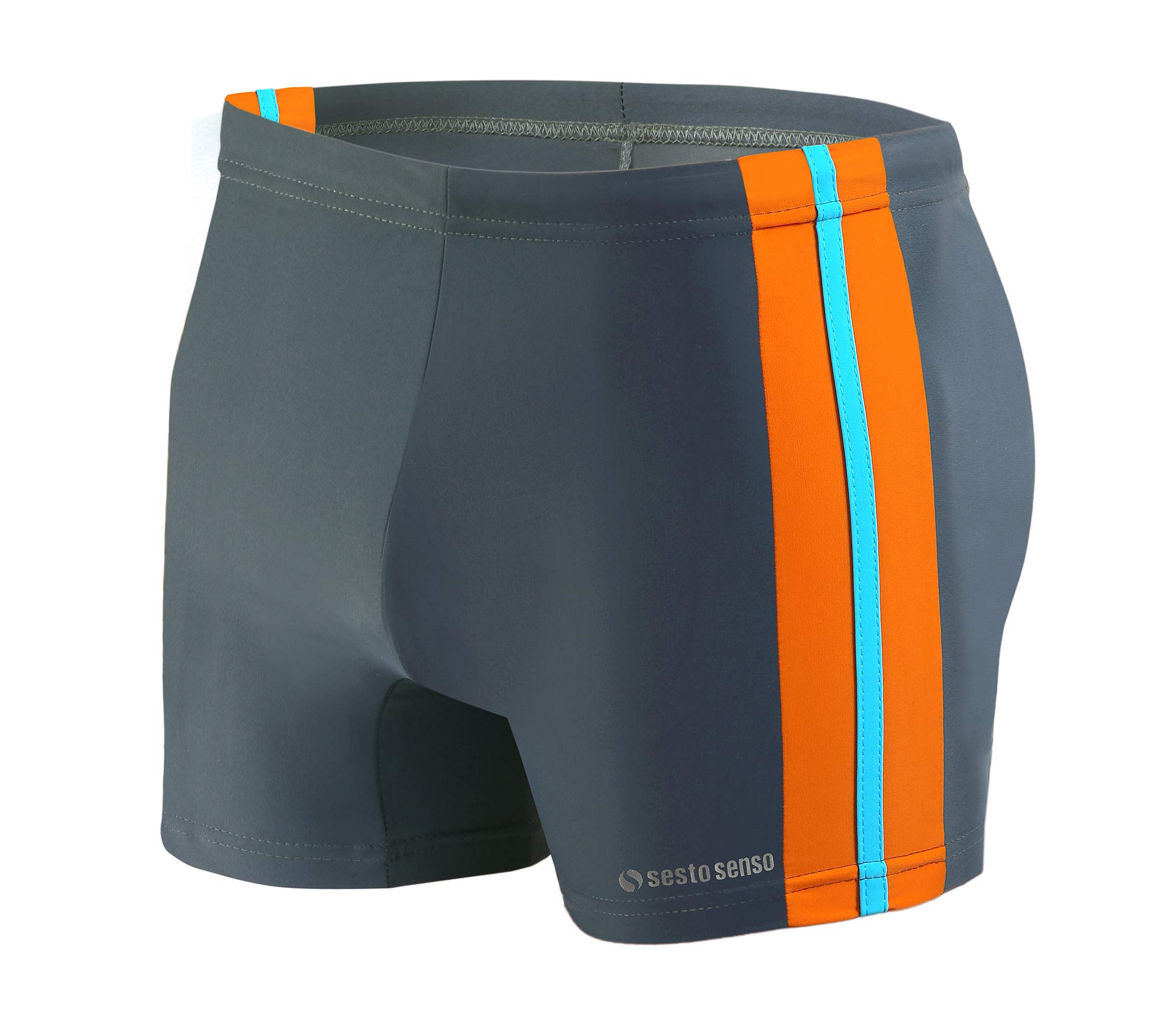 Sesto Senso Men's Swim Boxer Shorts Swim Aquashorts Drawstring Beach Shorts BD 382 XL Graphite