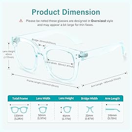 Madison Avenue Oversized Blue Light Blocking Glasses for Women Fashion Blue Light Blockers Anti Eyestrain & UV Protection Computer Eyeglasses (Light Blue)